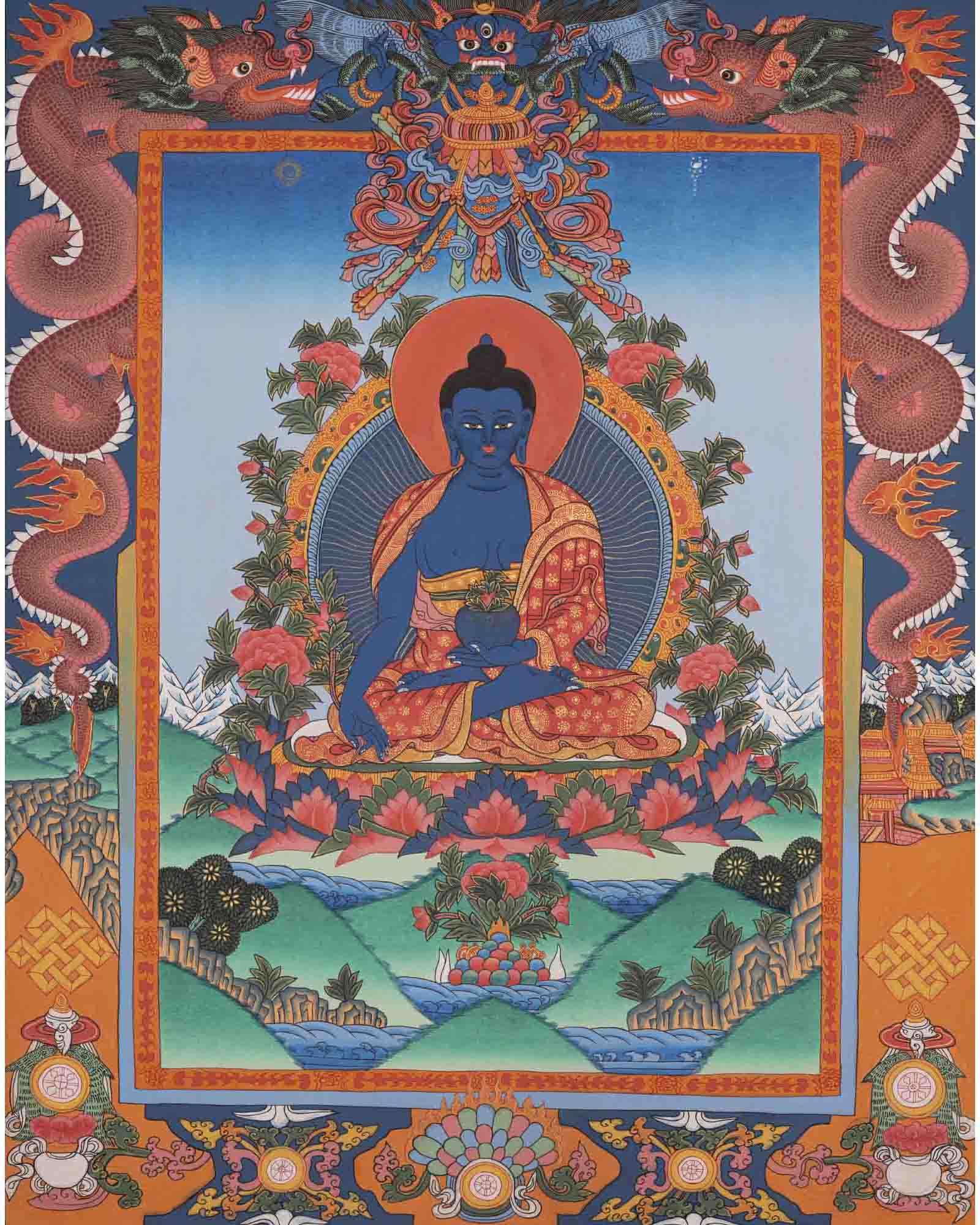 Bhaisajyaguru Thangka | Medicine Buddha | Religious Wall Decors
