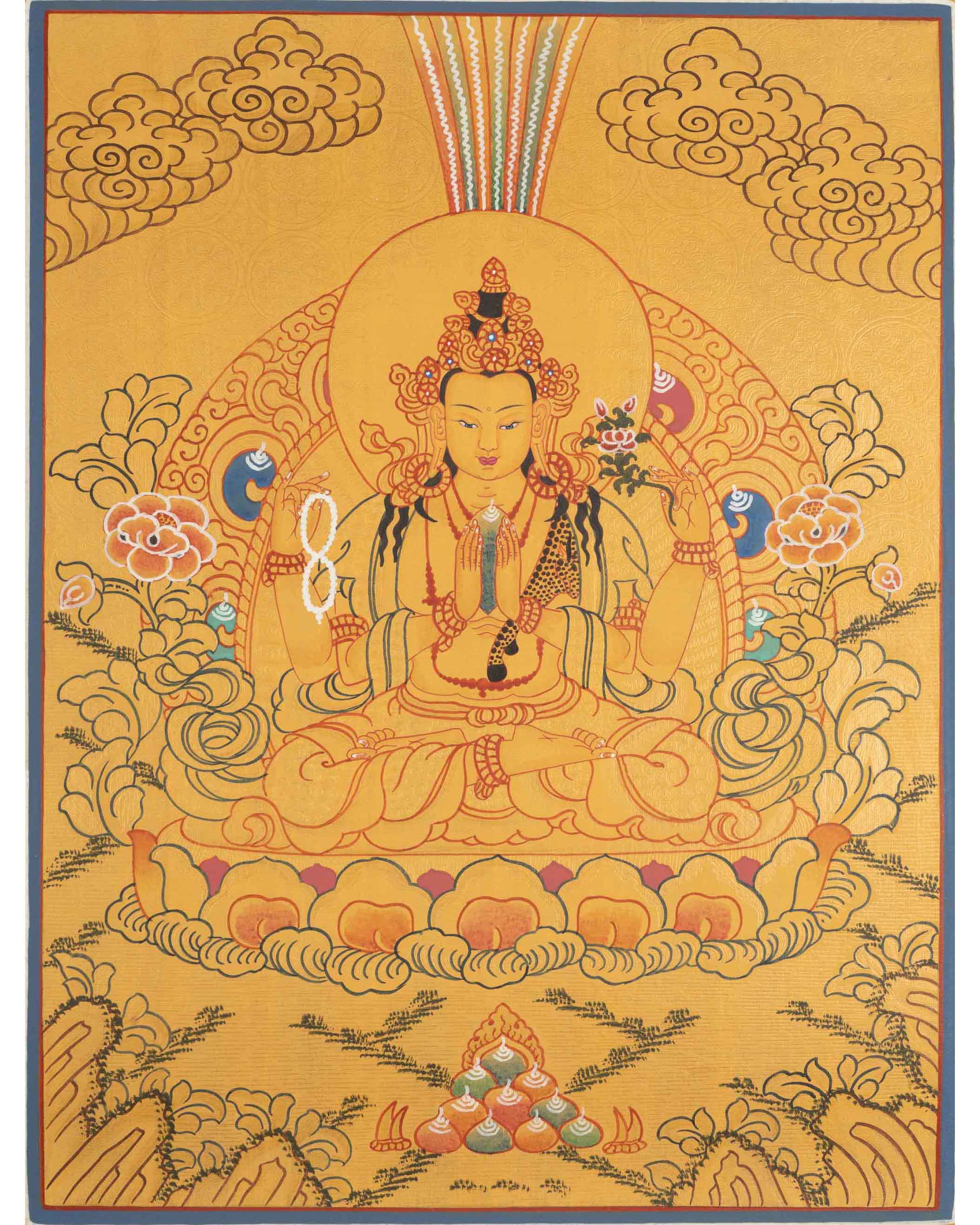 Bodhisattva Avalokiteshvara Chengrezig | Tibetan Buddhist Thangka
