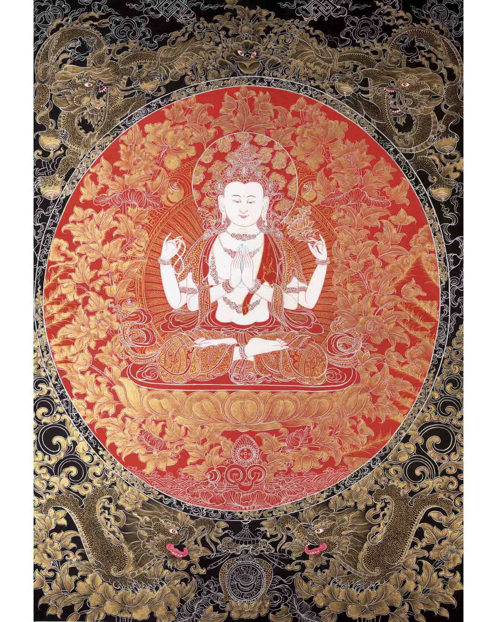 Bodhisattva Chenresig Thangka | Religious Buddhist Painting