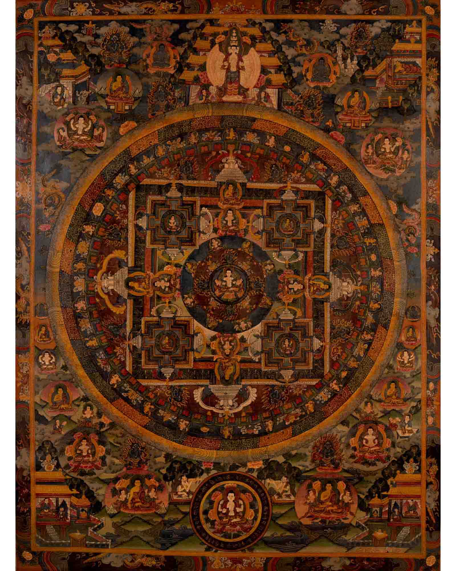 Bodhisattva Mandala Thangka | Traditional Tibetan Artwork | Wall Decors