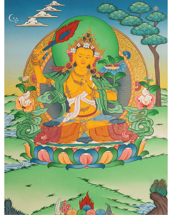Buddhist Manjushree Thangka | Wall Hanging Decorations
