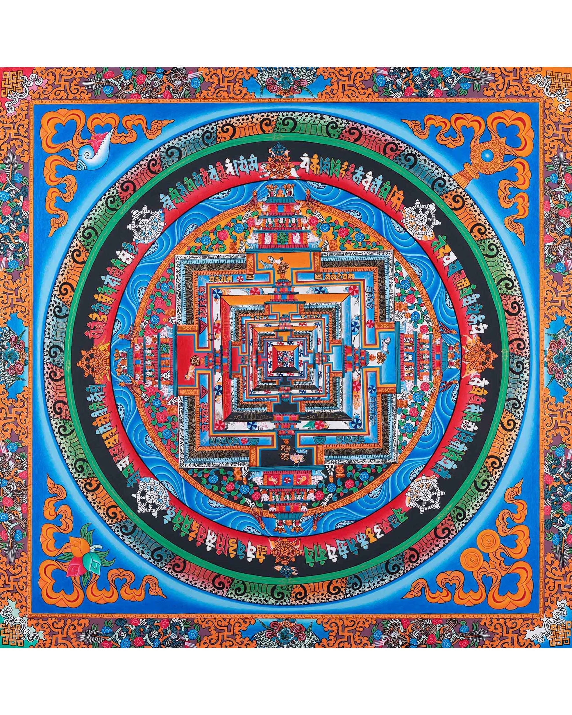 Bordered Kalachakra Mandala | Buddhist Wall Hanging