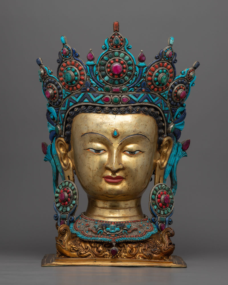 Golden Buddha Head Statue