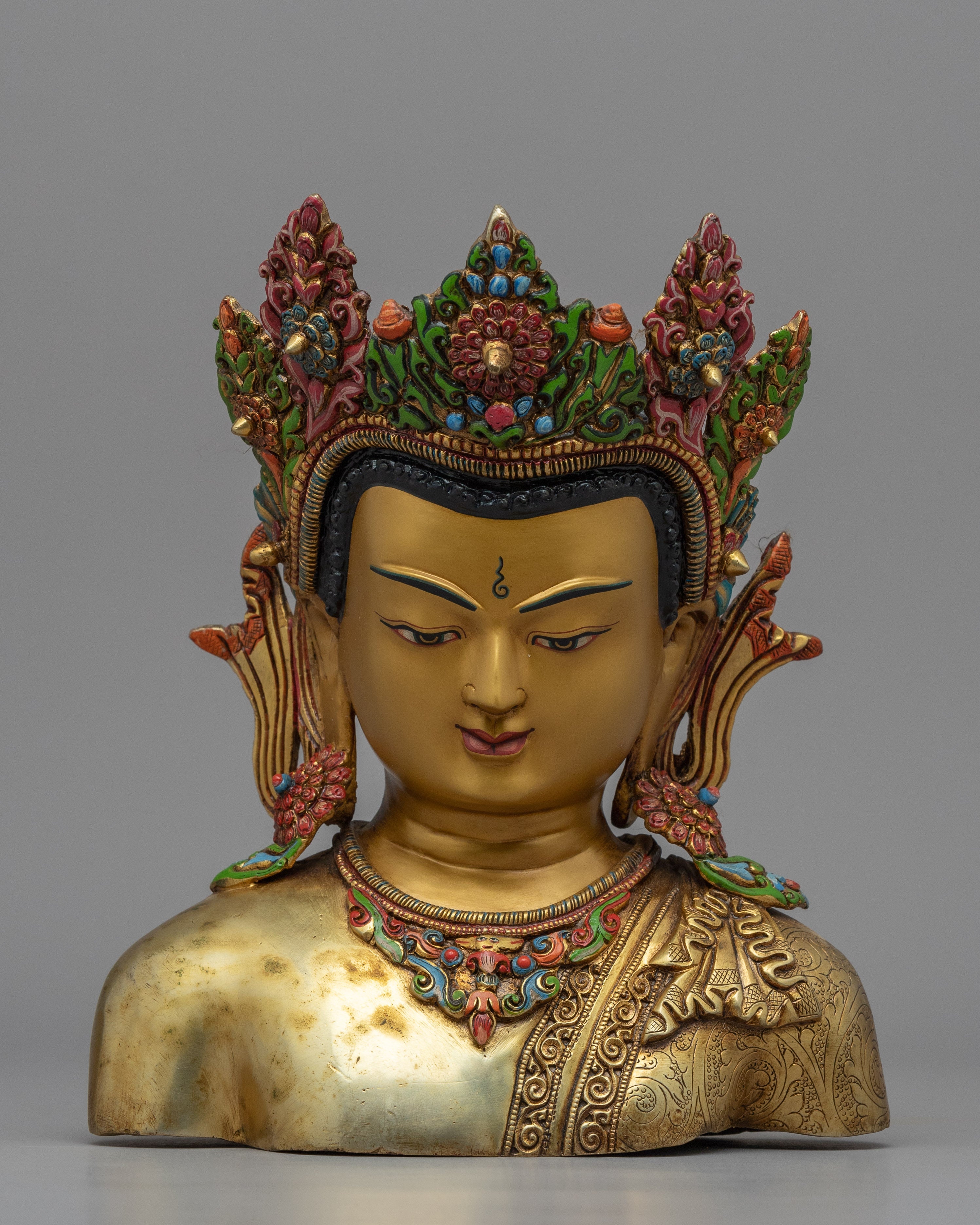 Crown Buddha Head Decoration | 24K Gold Plated