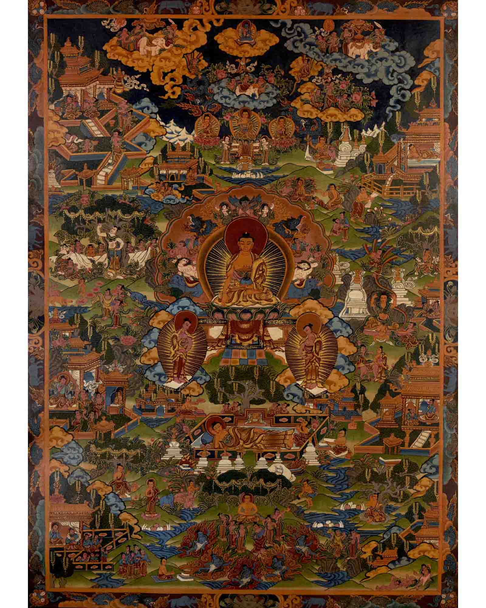Buddha Life Story | Traditional Tibetan Thangka | Wall Decors