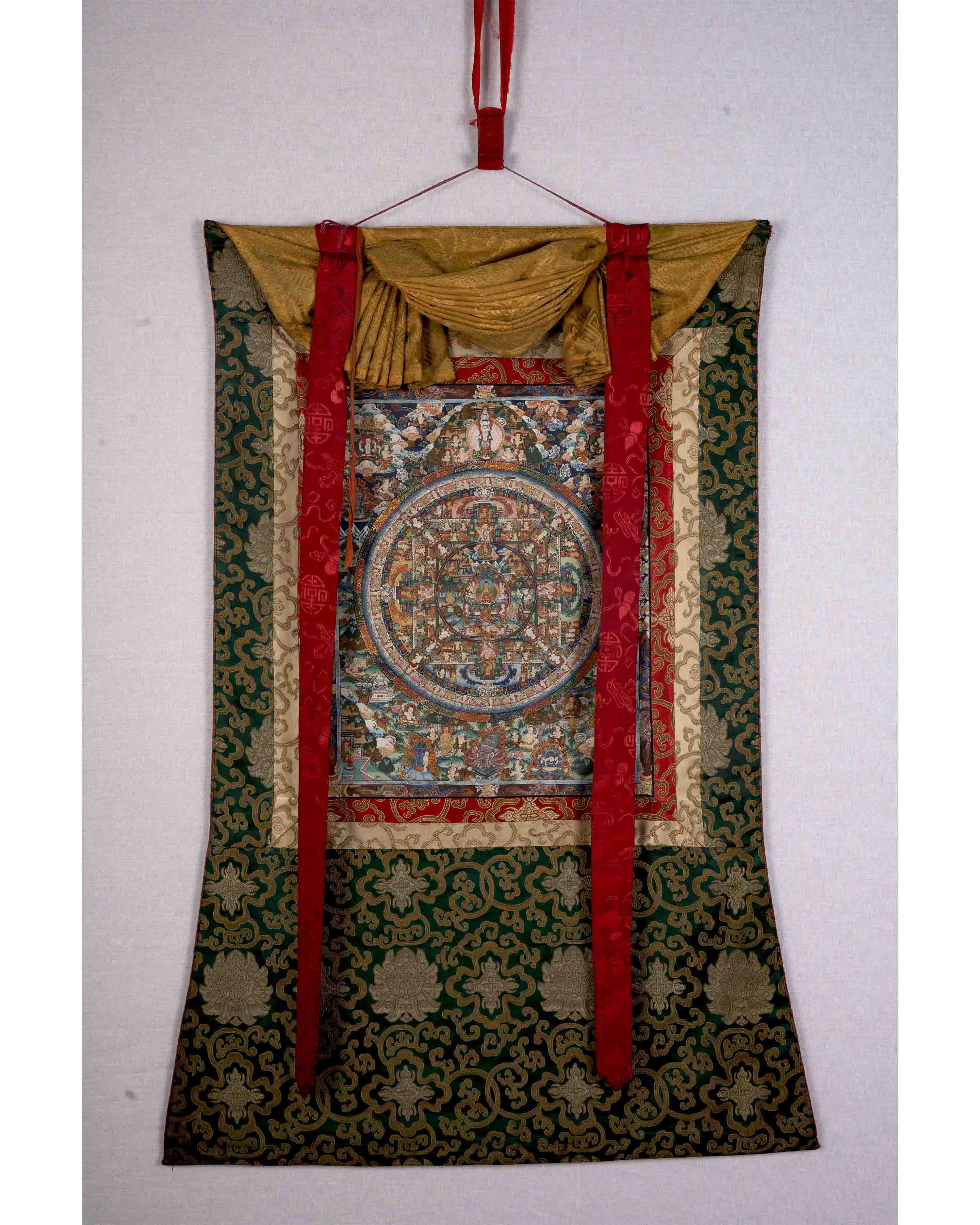 Buddha Mandala Thangka With Brocade | Wall Hanging Painting