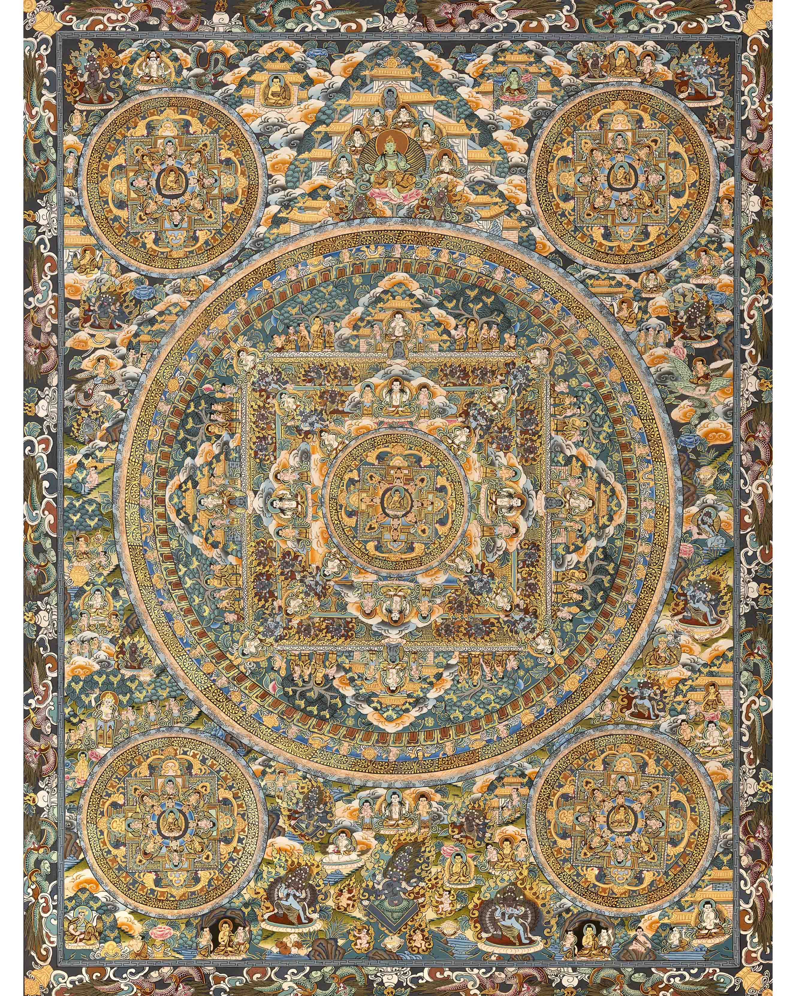 Mandala Buddha Thangka | Vintage Original Hand-Painted Thangka