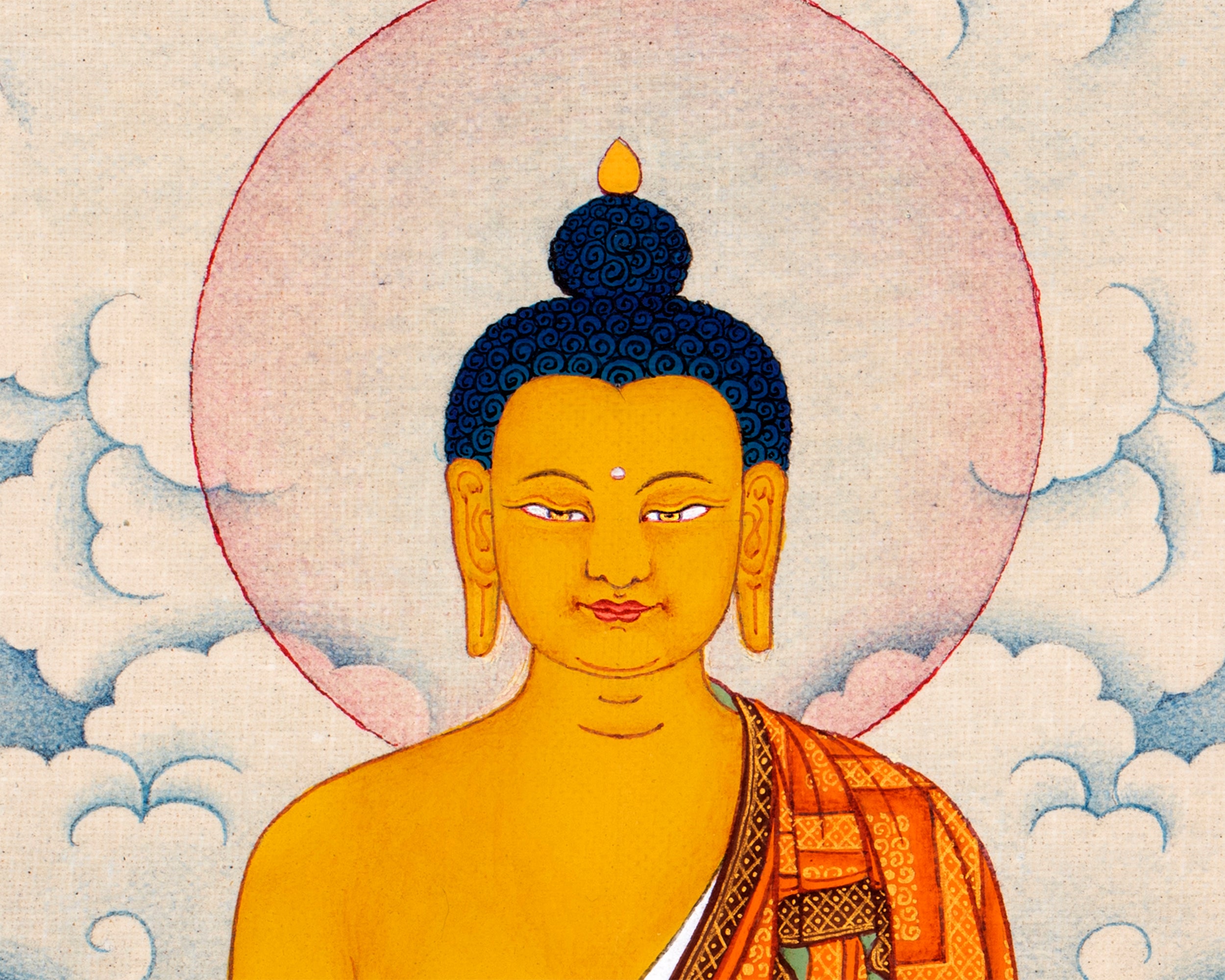 Shakyamuni Buddha Thangka | Natural Stone Color Painting