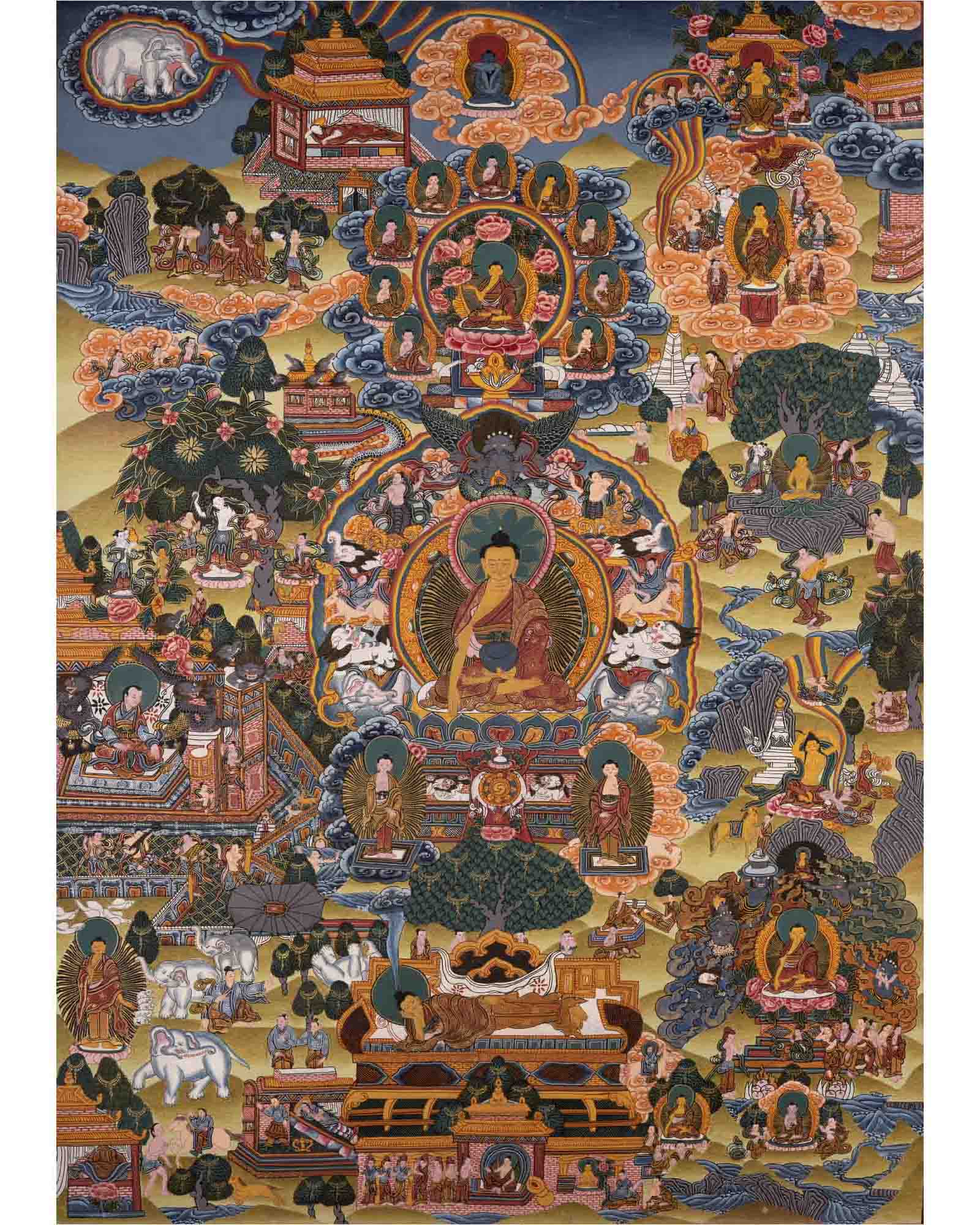 Buddha Life Story | Religious Buddhist Thangka | Wall Hanging Decors