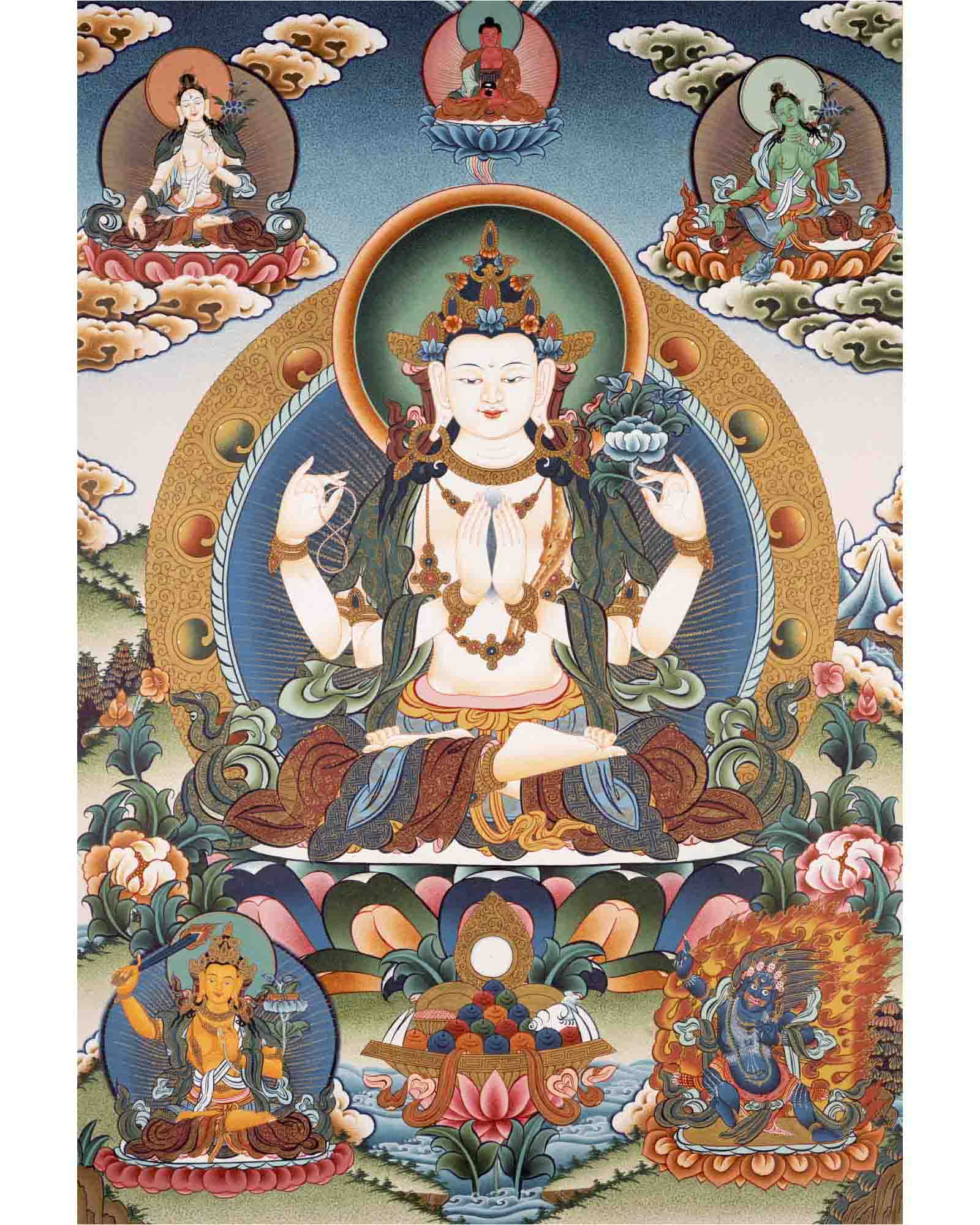 Buddhist Avalokiteshvara Chengrezig | Wall Decoration Thangka Painting