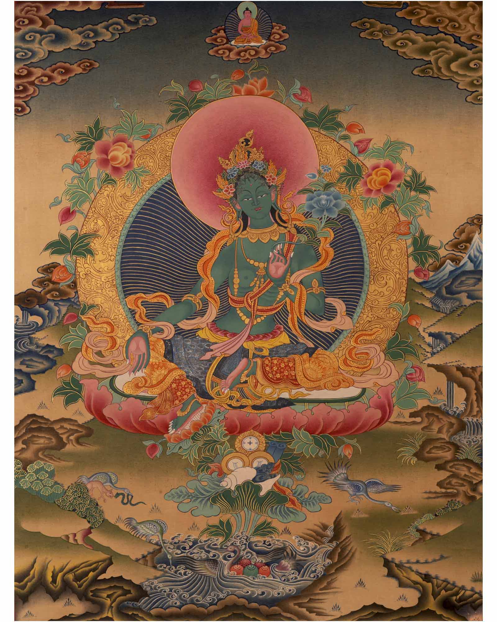 Buddhist Green Tara Thangka | Wall Hanging Decorations