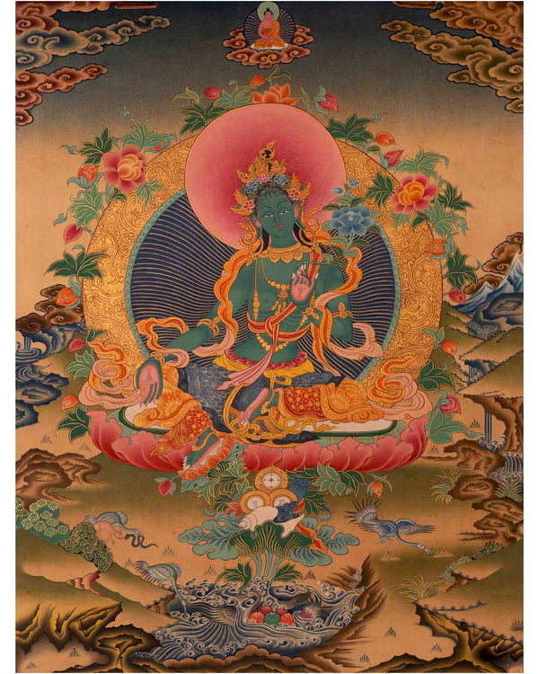 Buddhist Green Tara Thangka | Wall Hanging Decorations
