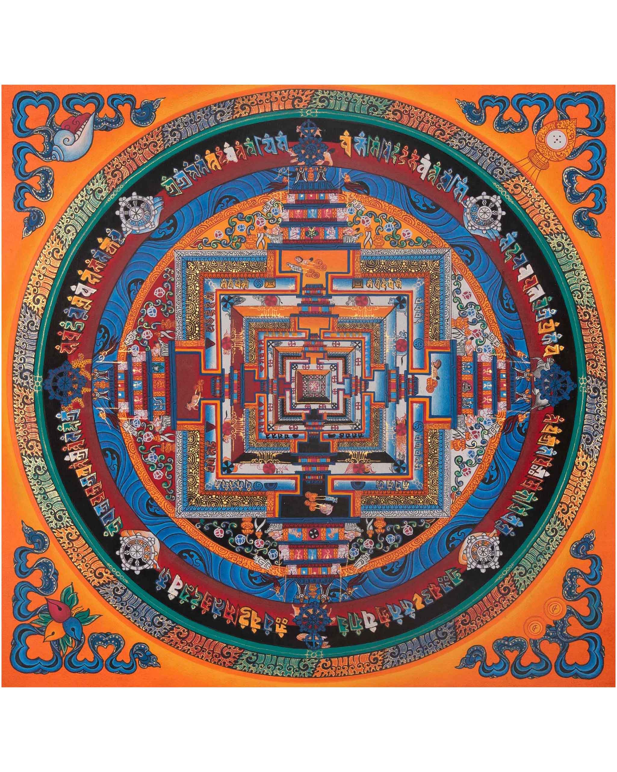 Buddhist Kalachakra Mandala Thangka | Handpainted Religious Artwork | Wall Hanging Decor