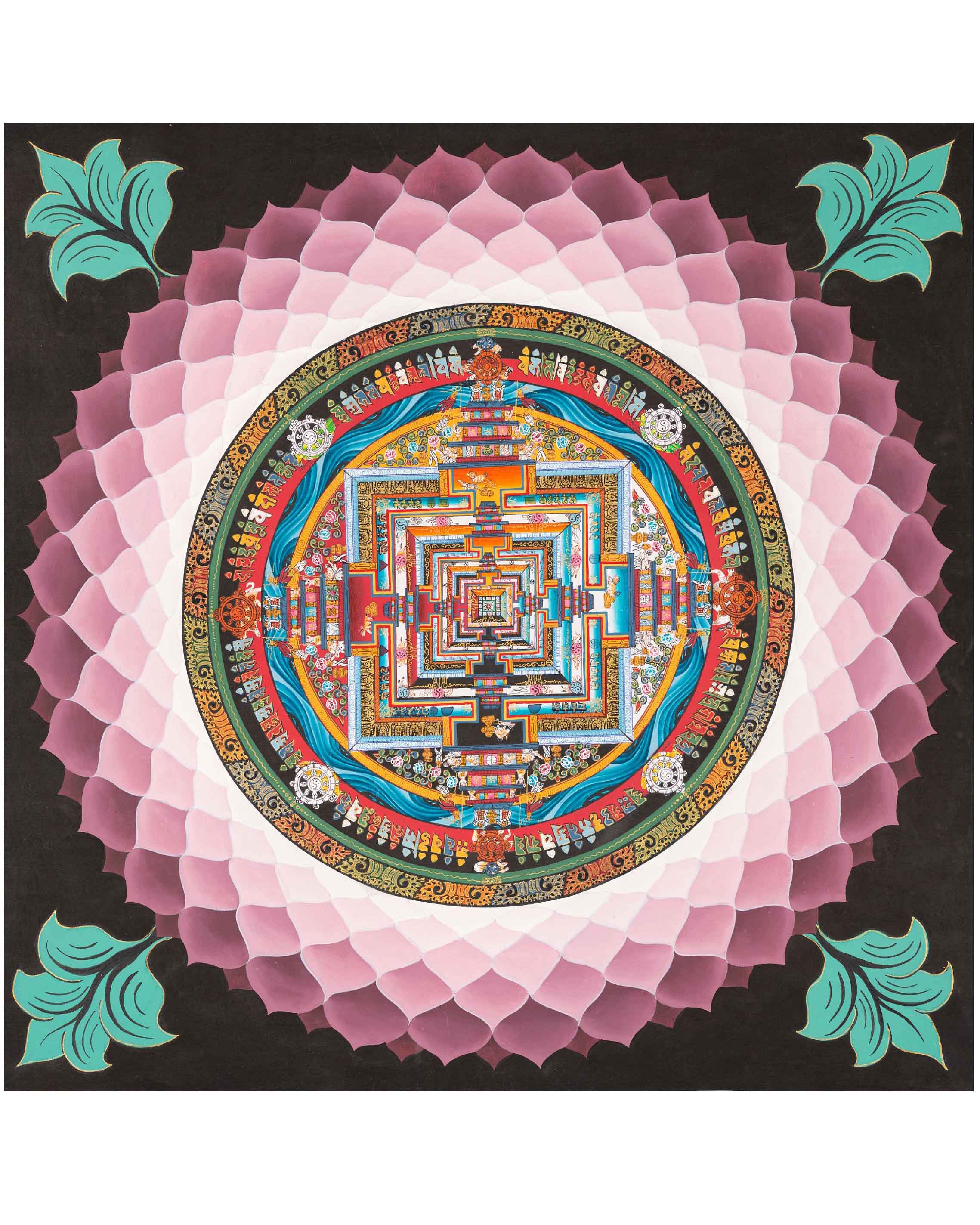 Buddhist Kalachara Mandala Thangka | Orginal Mandala Thangka Painting | Genuine Hand Painted Tibetan Lotus Mandala | Buddhist Mandala