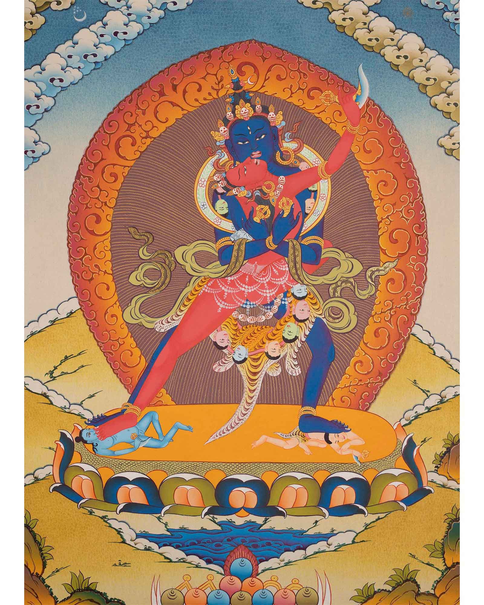 Chakrasamvara and Vajravarahi Thangka | Hand Painted Buddhist Art | Wall Decor