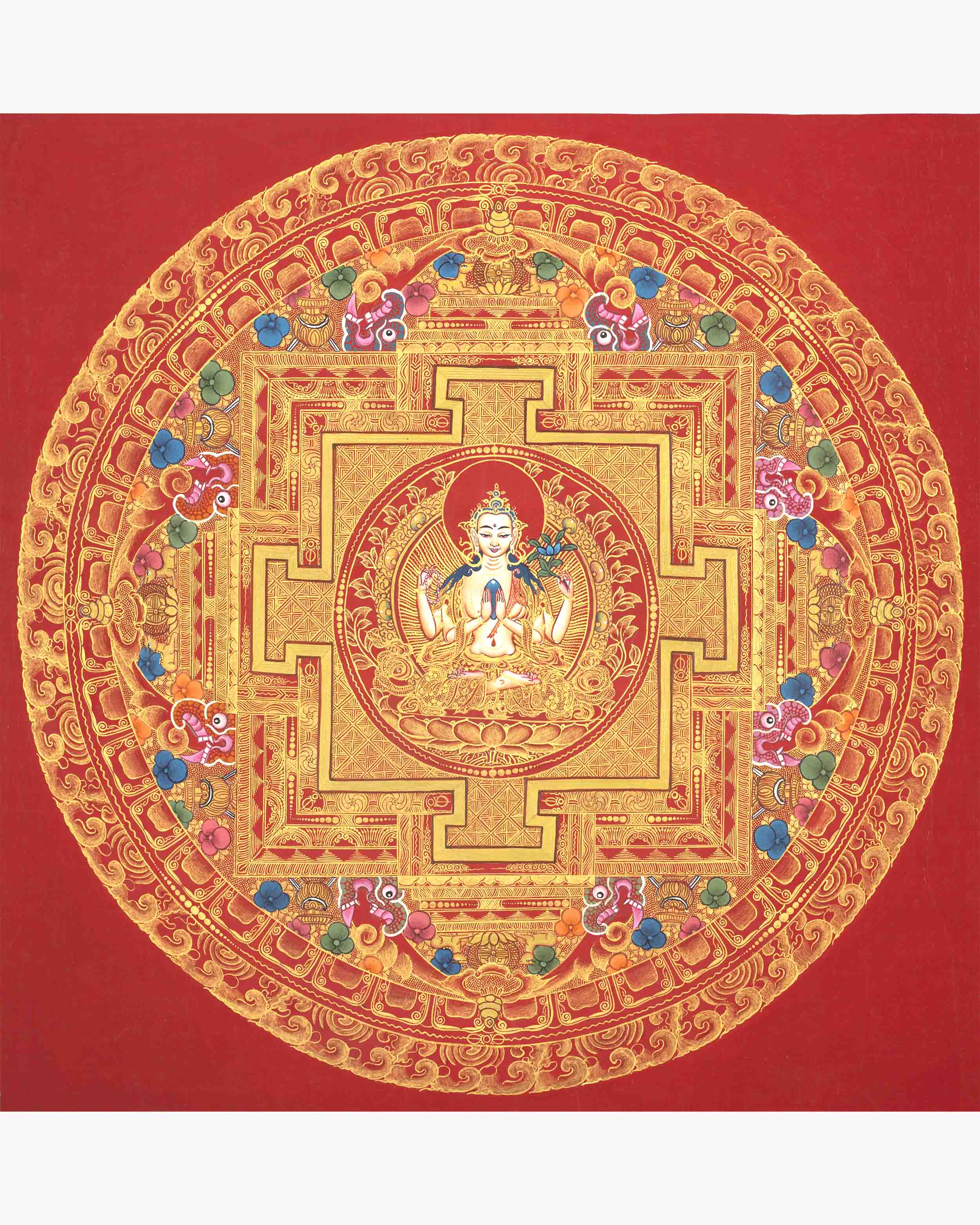 Chenresig Mandala | Traditional Tibetan Thangka | Wall Decors