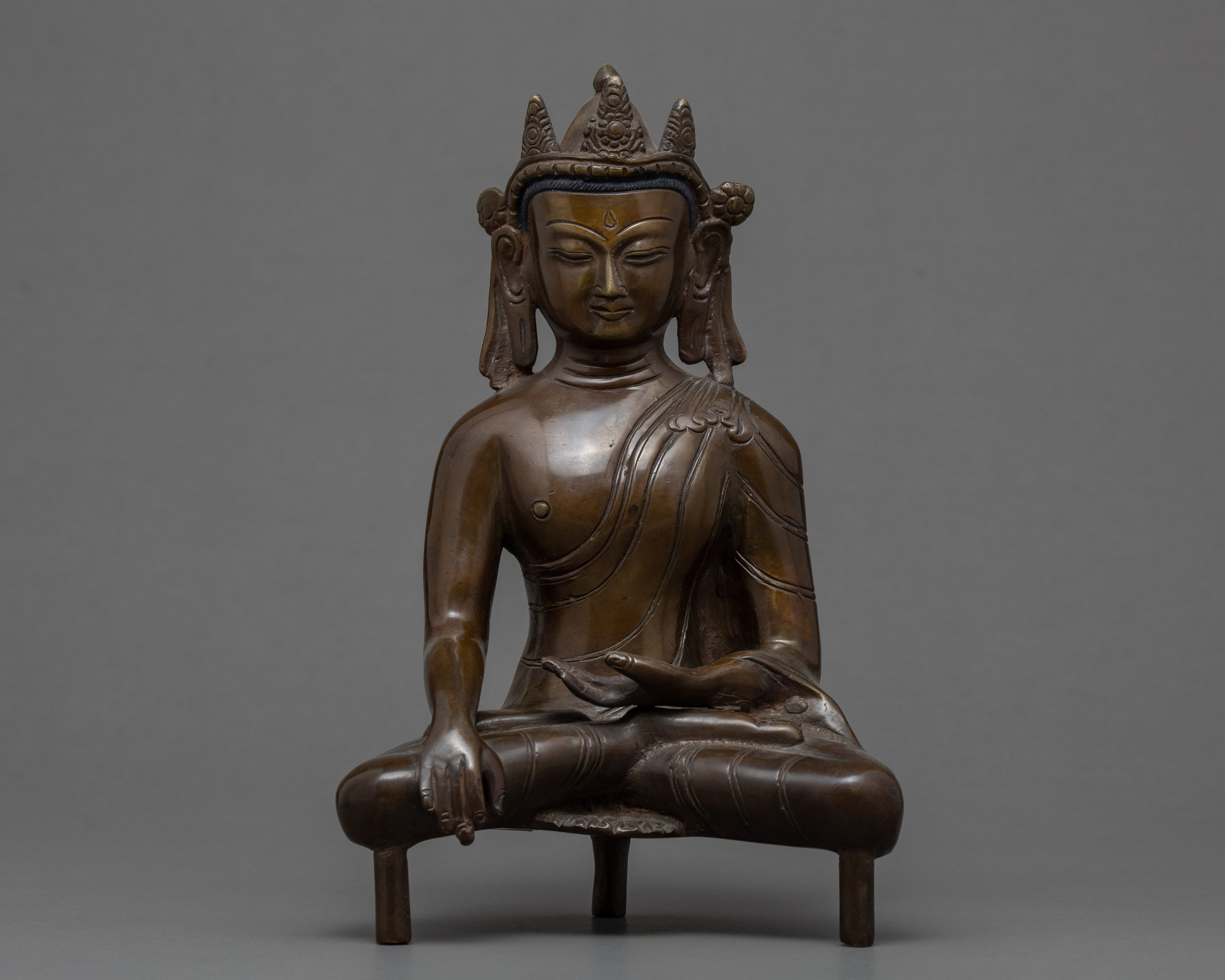 Crowned Sakyamuni Buddha | Unique Buddhist Statue for Home Decor