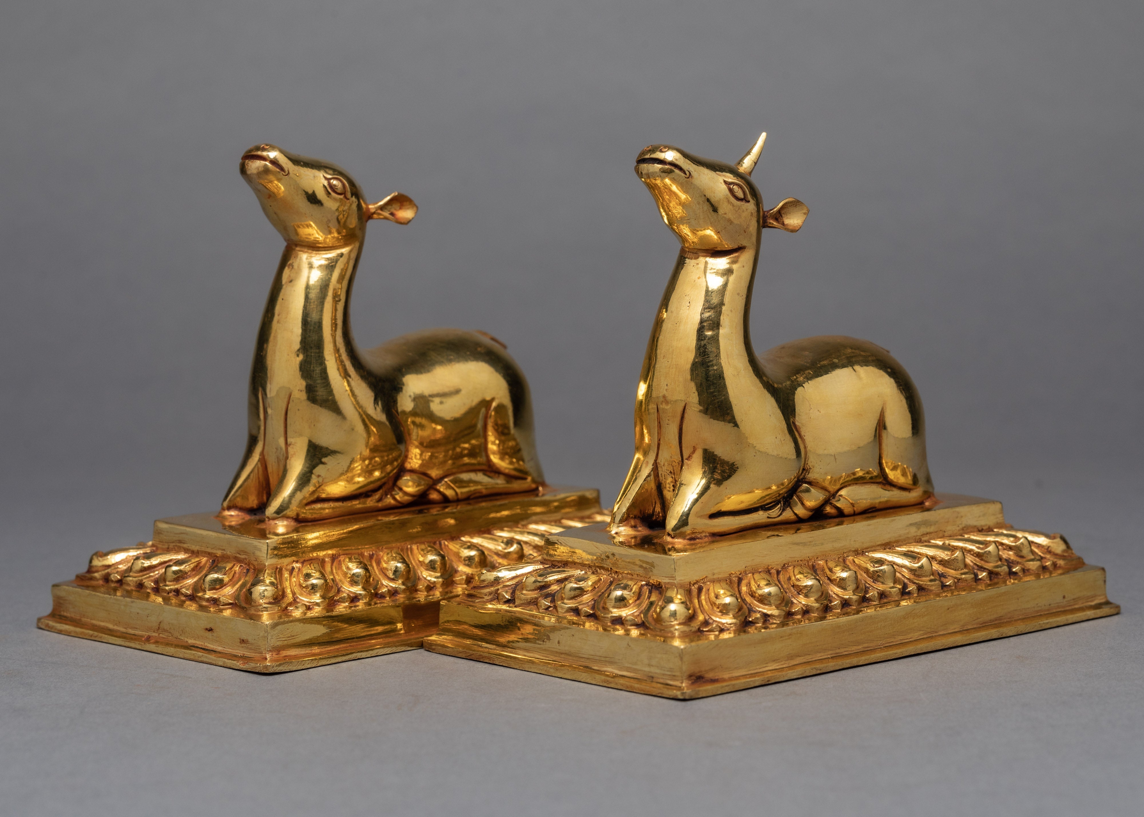 Golden Wheel and A Pair Of Deer | Dharma Chakra And Wheel