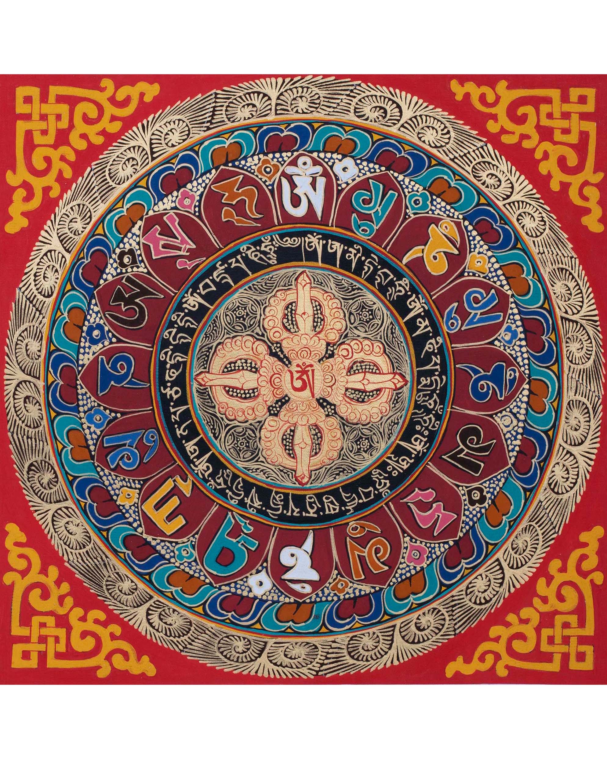 Double Dorje Mandala | Wall Hanging Yoga Meditation Canvas Art