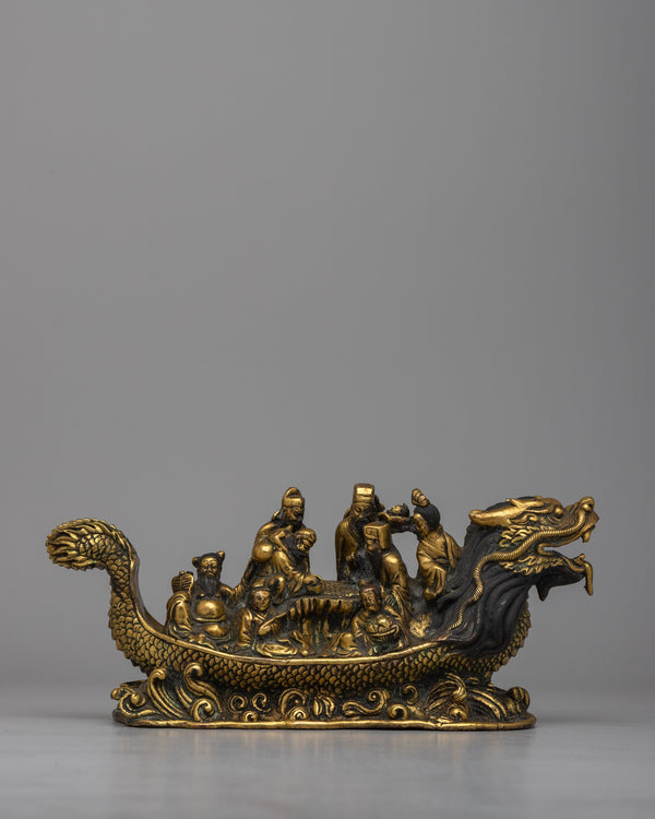 Eight Immortals on Dragon Boat Statue