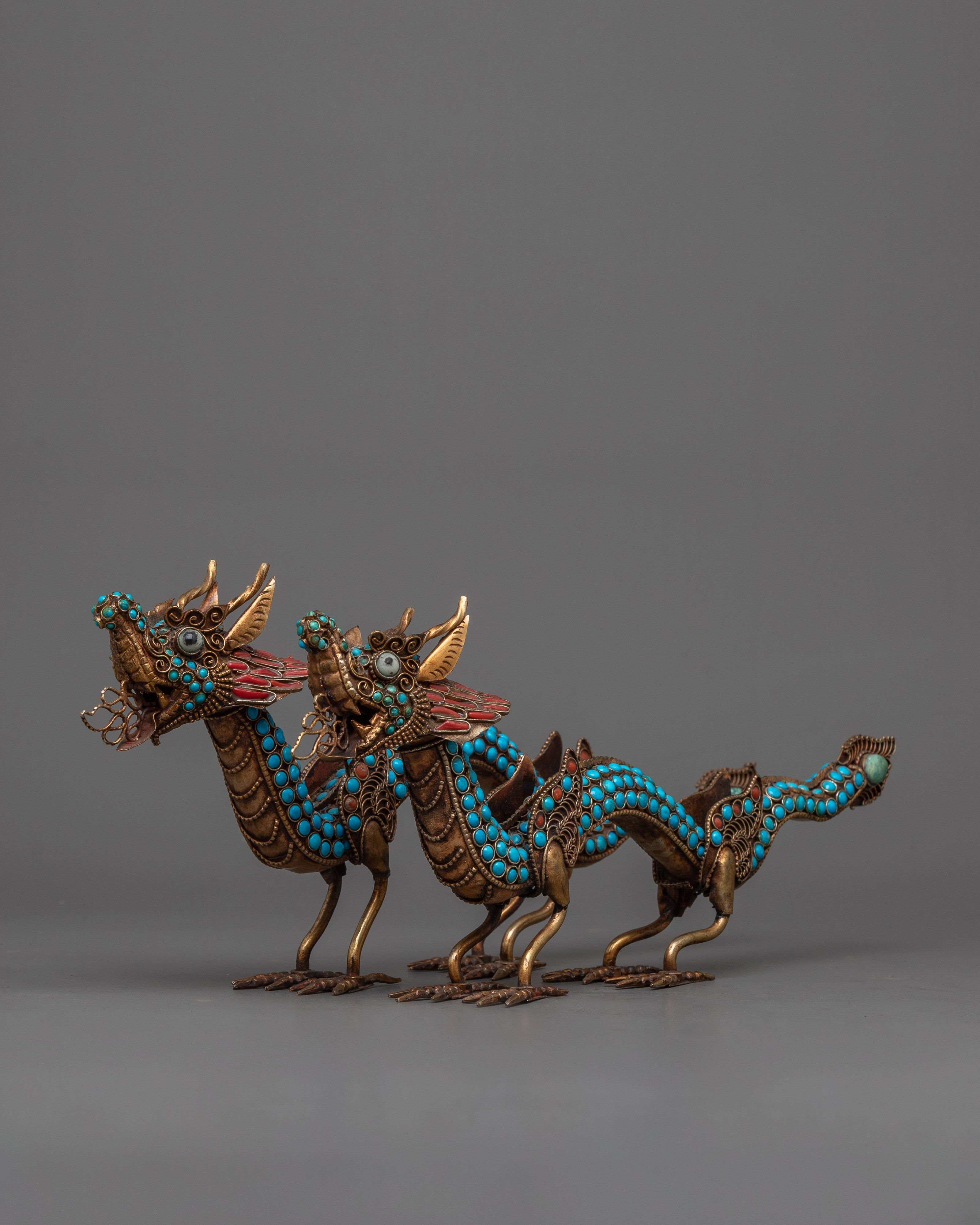 Chinese Dragon Statue Set