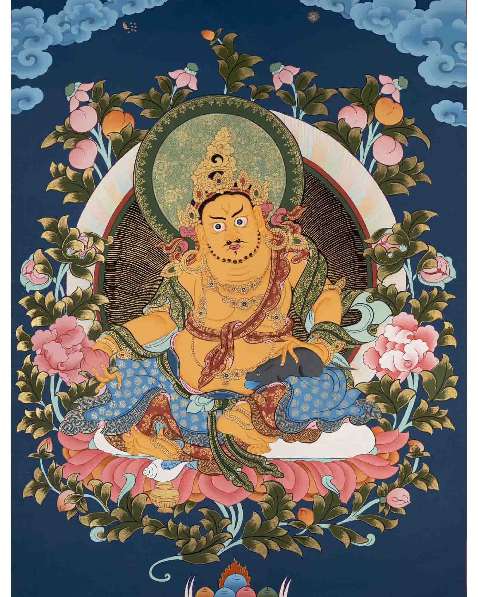Dzambala Kubera Thangka | Buddhist Wealth Deity | Wall Decors