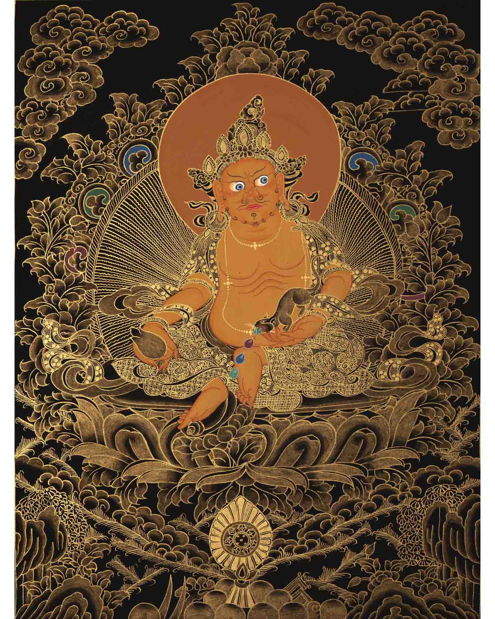 Dzambala Thangka Painting | Deity Of Wealth | Wall Decors