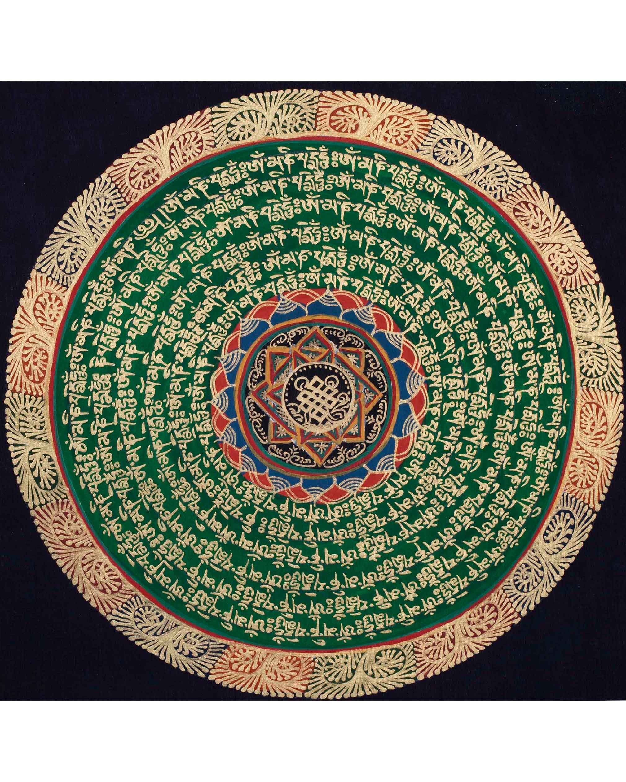 Endless Knot Mantra Thangka | Traditional Mandala Art | Wall Hanging Decoration