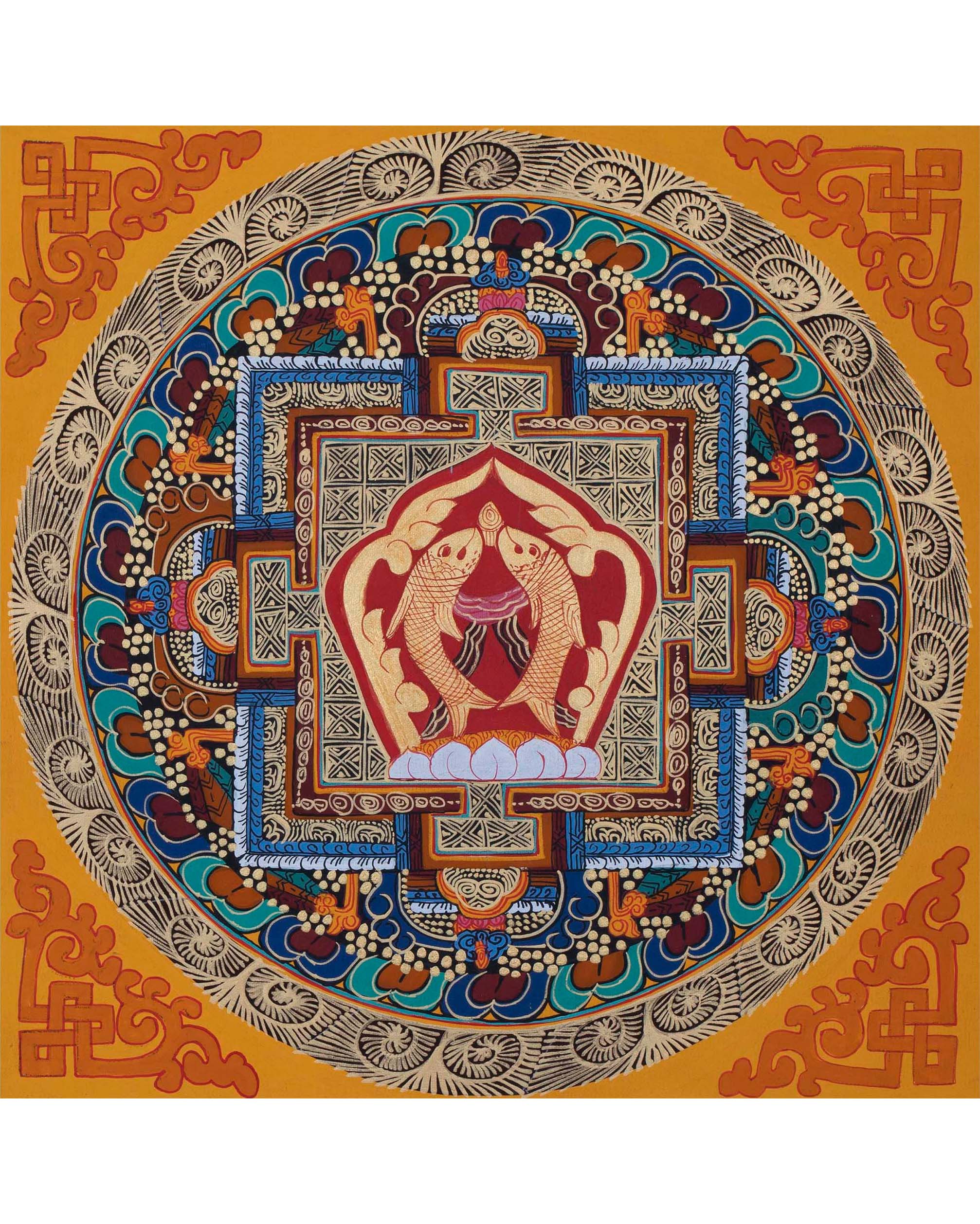 Fish Mandala Thangka | Wall Decoration Painting