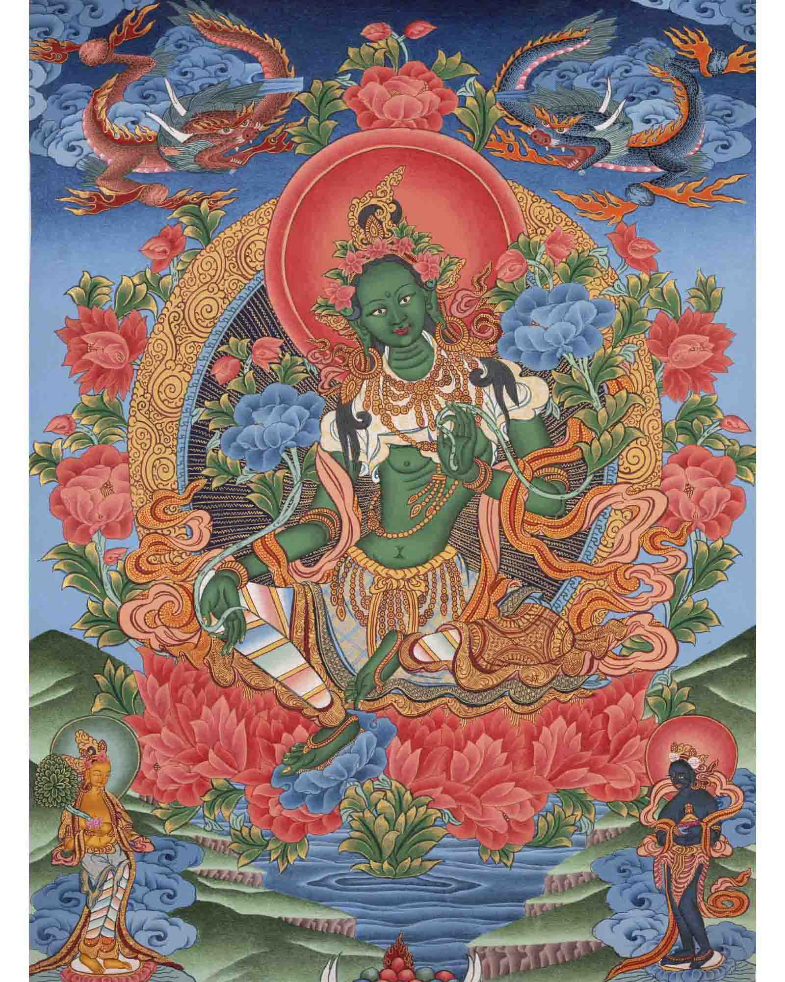 Goddess Green Tara | Religious Buddhist Artwork | Wall Decors
