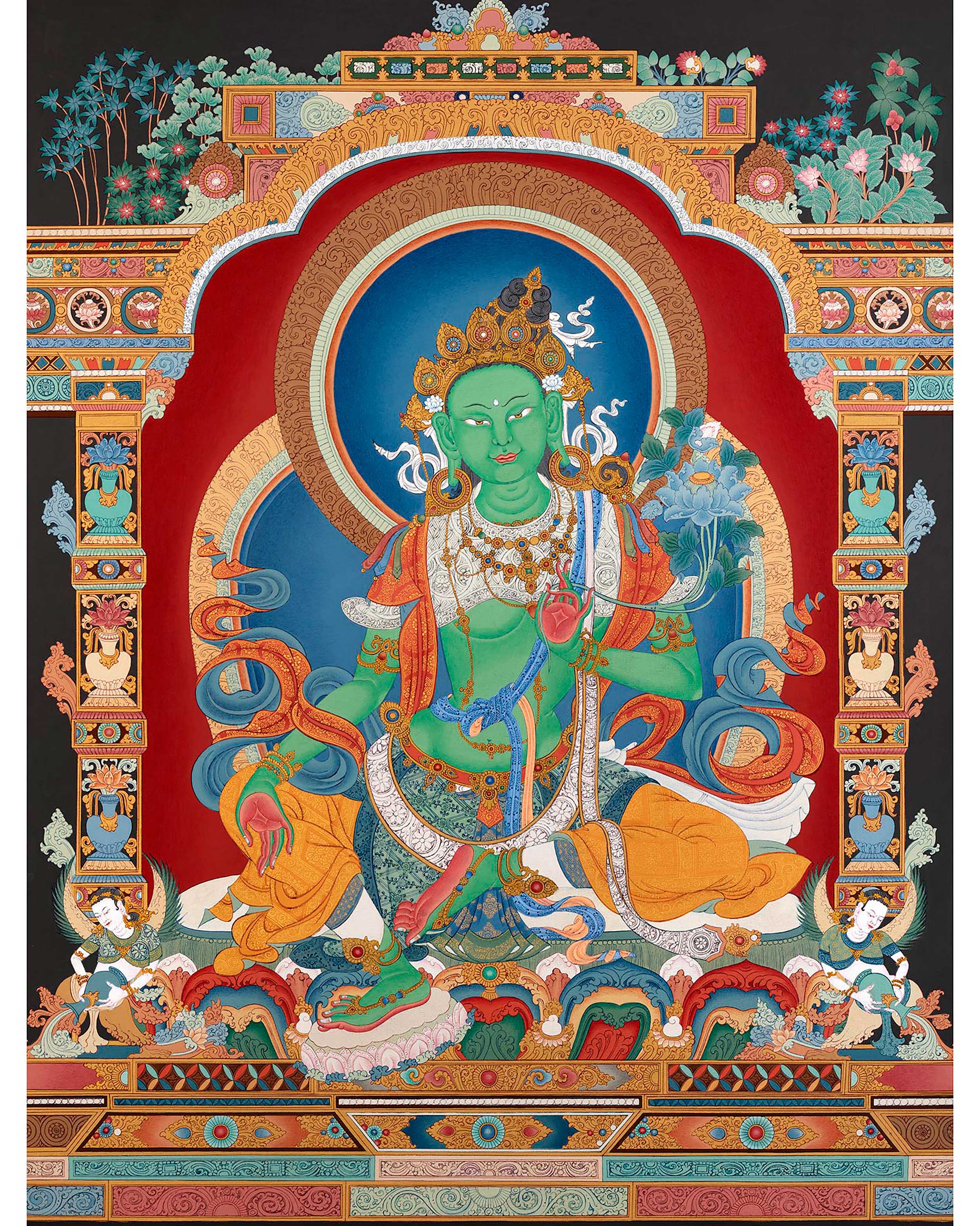 Female Buddha Green Tara Thangka