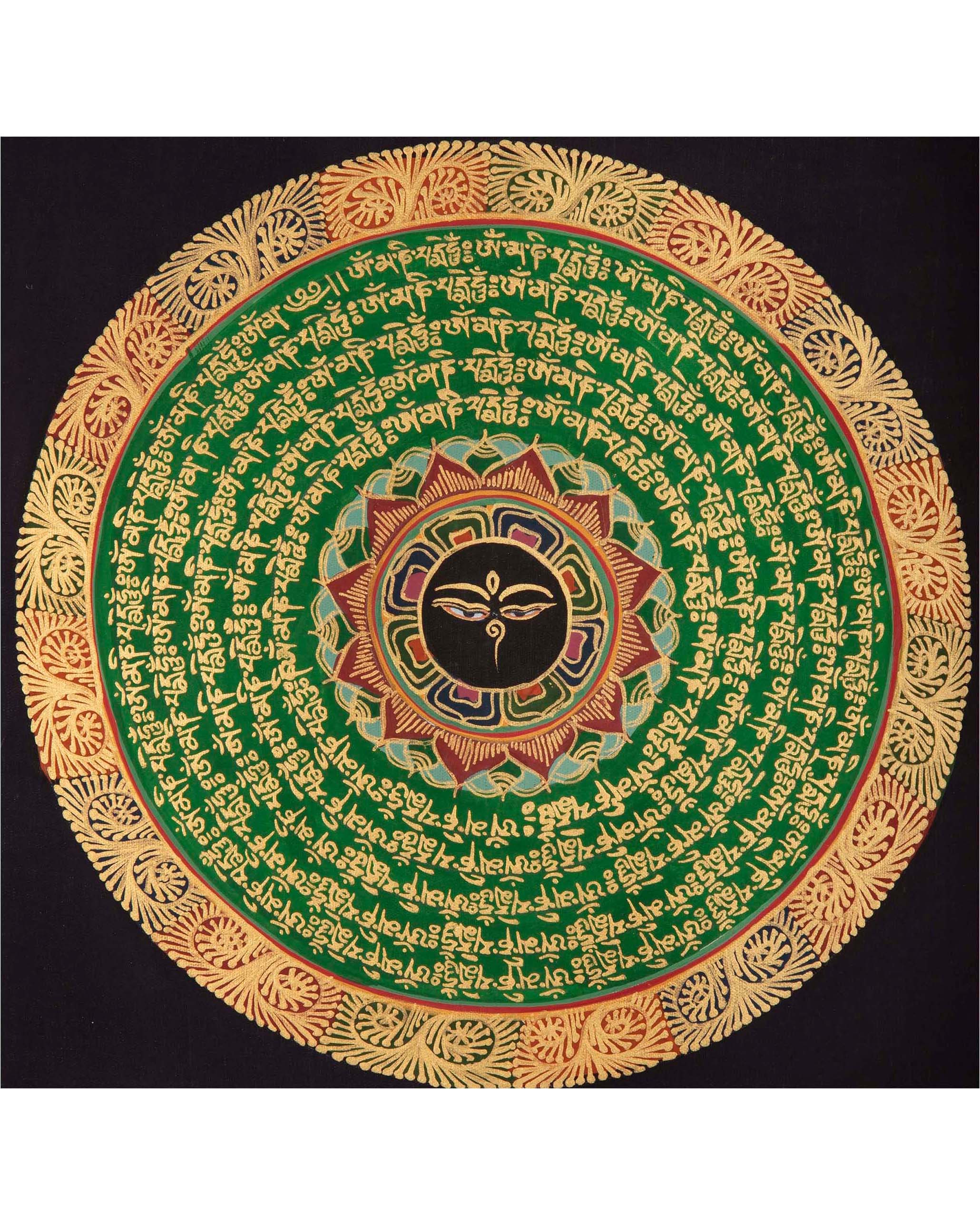 Green Mandala Thangka | Hand Painted Tibetan thangka