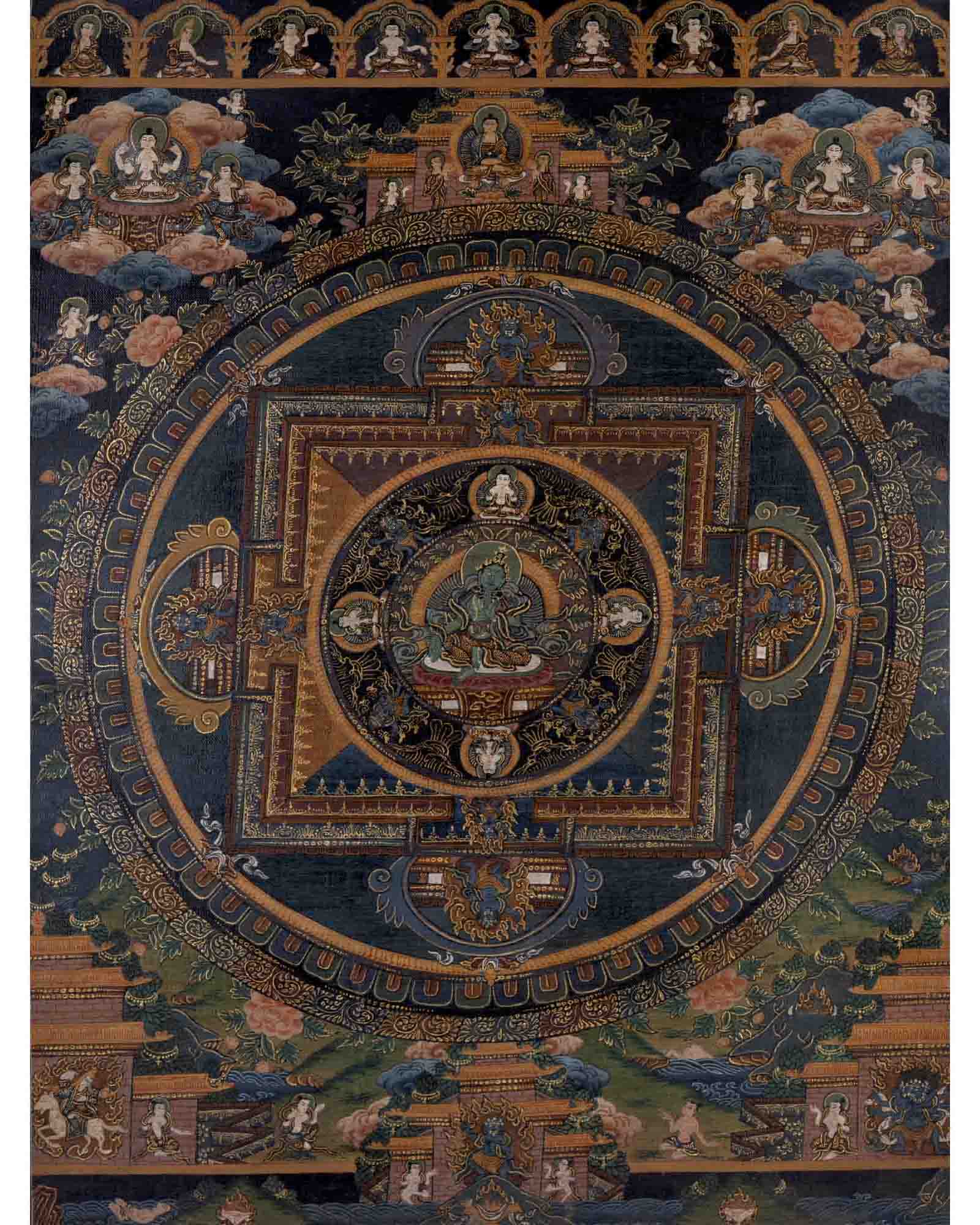 Green Tara Mandala Thangka | Traditional Tibetan Painting | Wall Decors