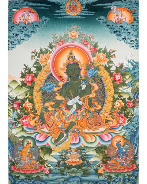 Buddhist Green Tara | Healing Female Deity Thangka