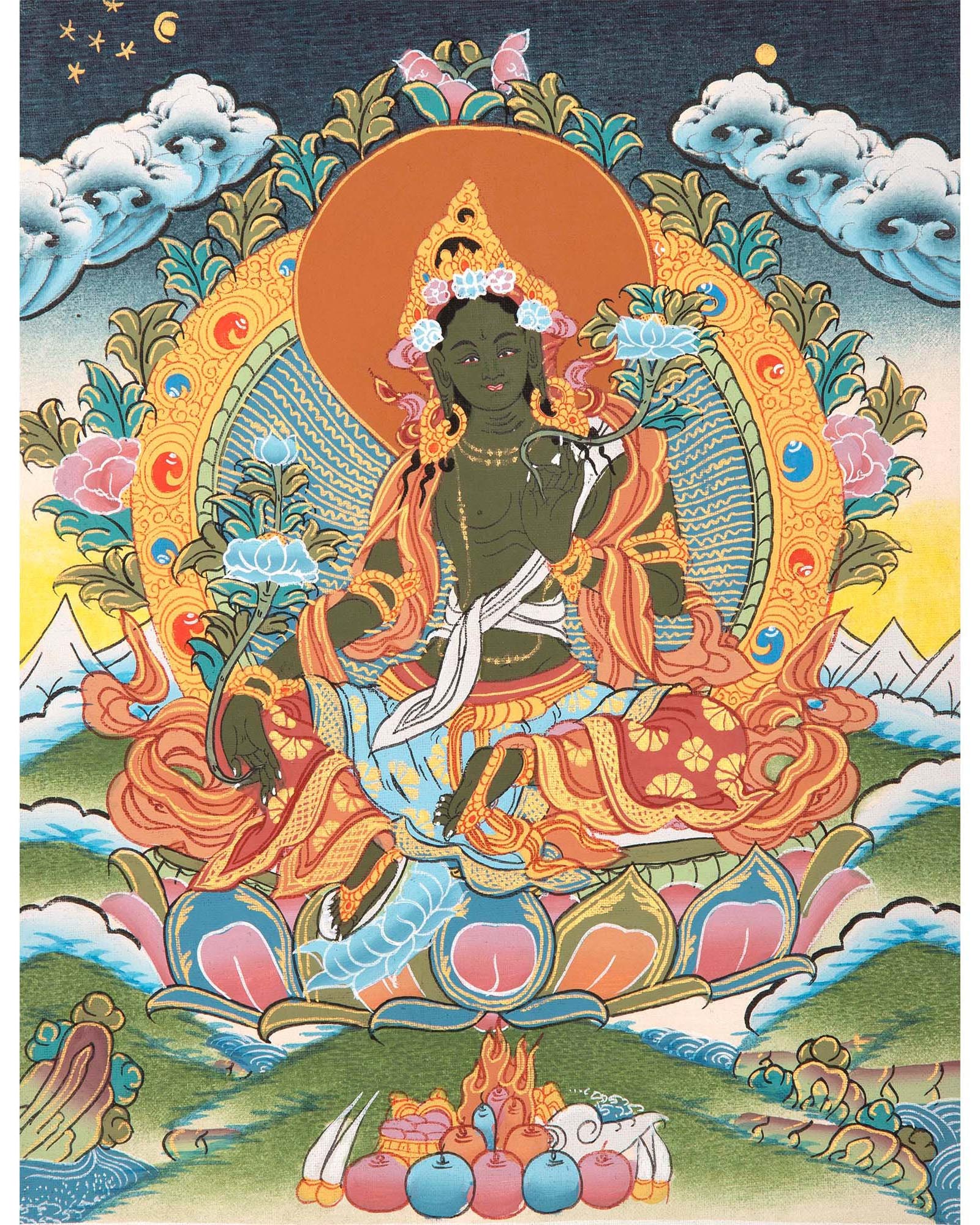 Green Tara Thangka | Wall Decoration Painting