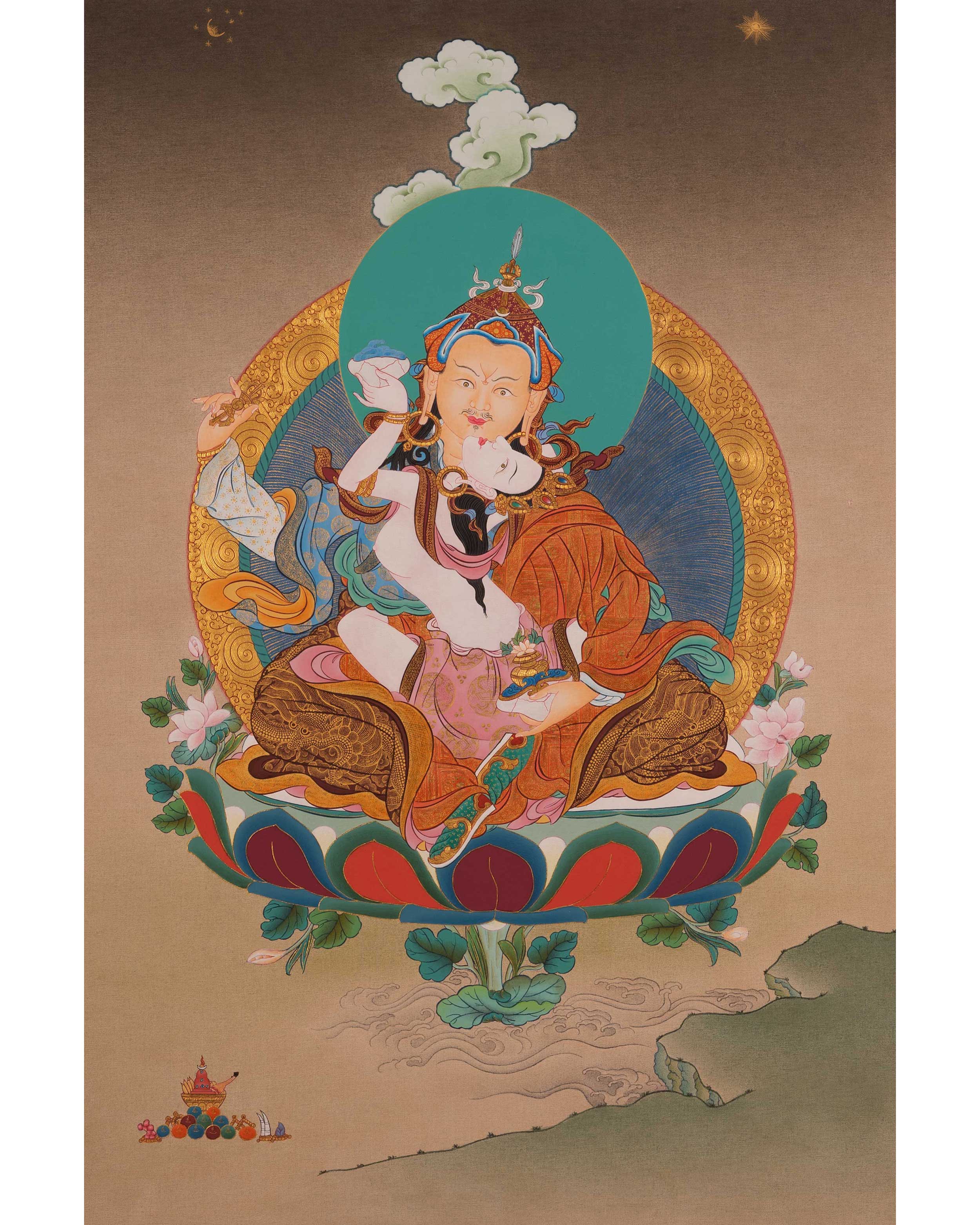 Guru Rinpoche With Consort Thangka