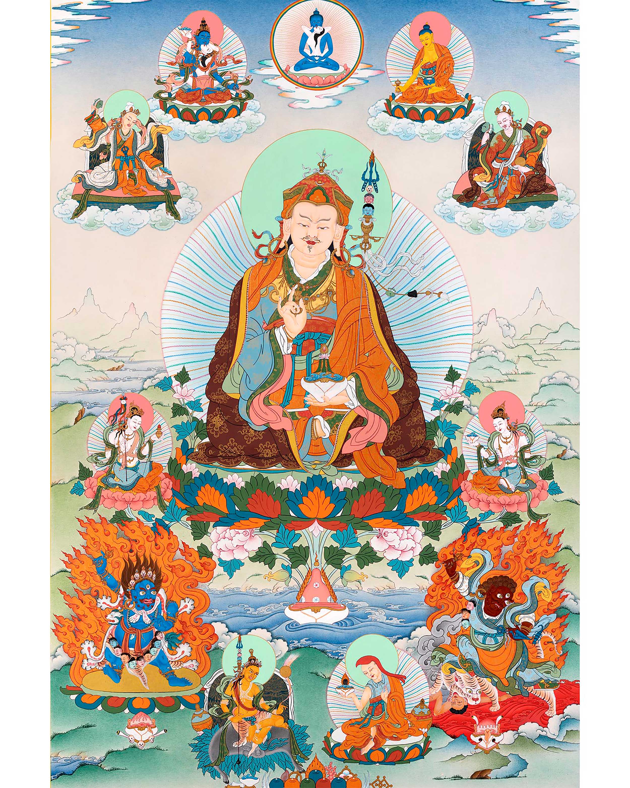 Guru Sangey Eight Manifestation Padmasambhava Thangka