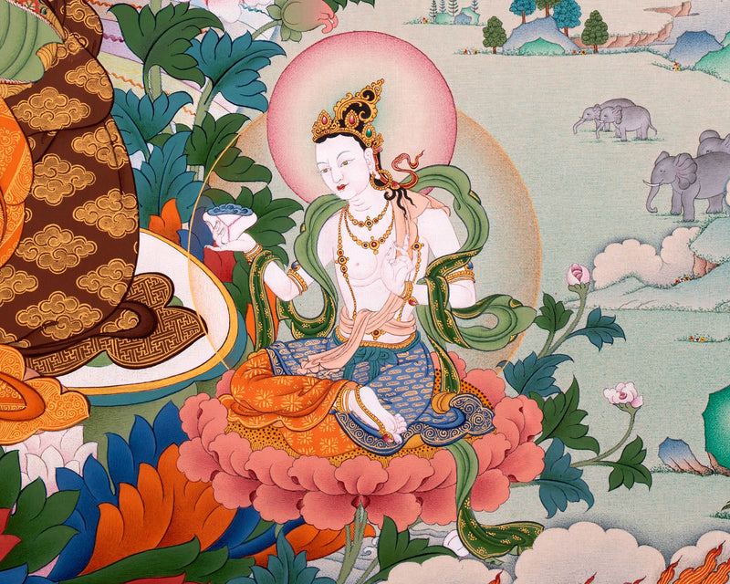 Guru Padmasambhava Manifestation Thangka | Tibetan Thangka Canvas Print