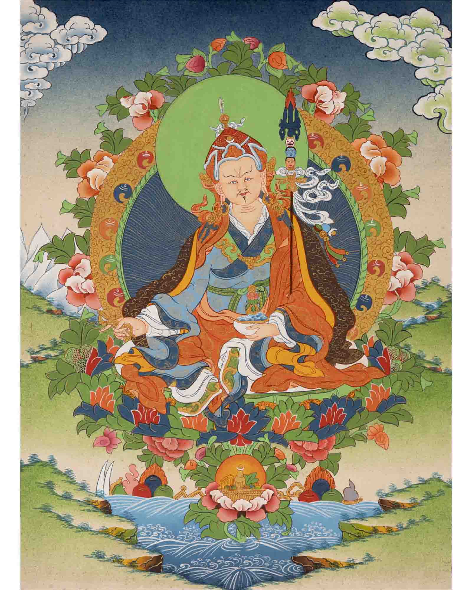 Guru Padmasambhava Thangka | Religious Painting | Wall Decors