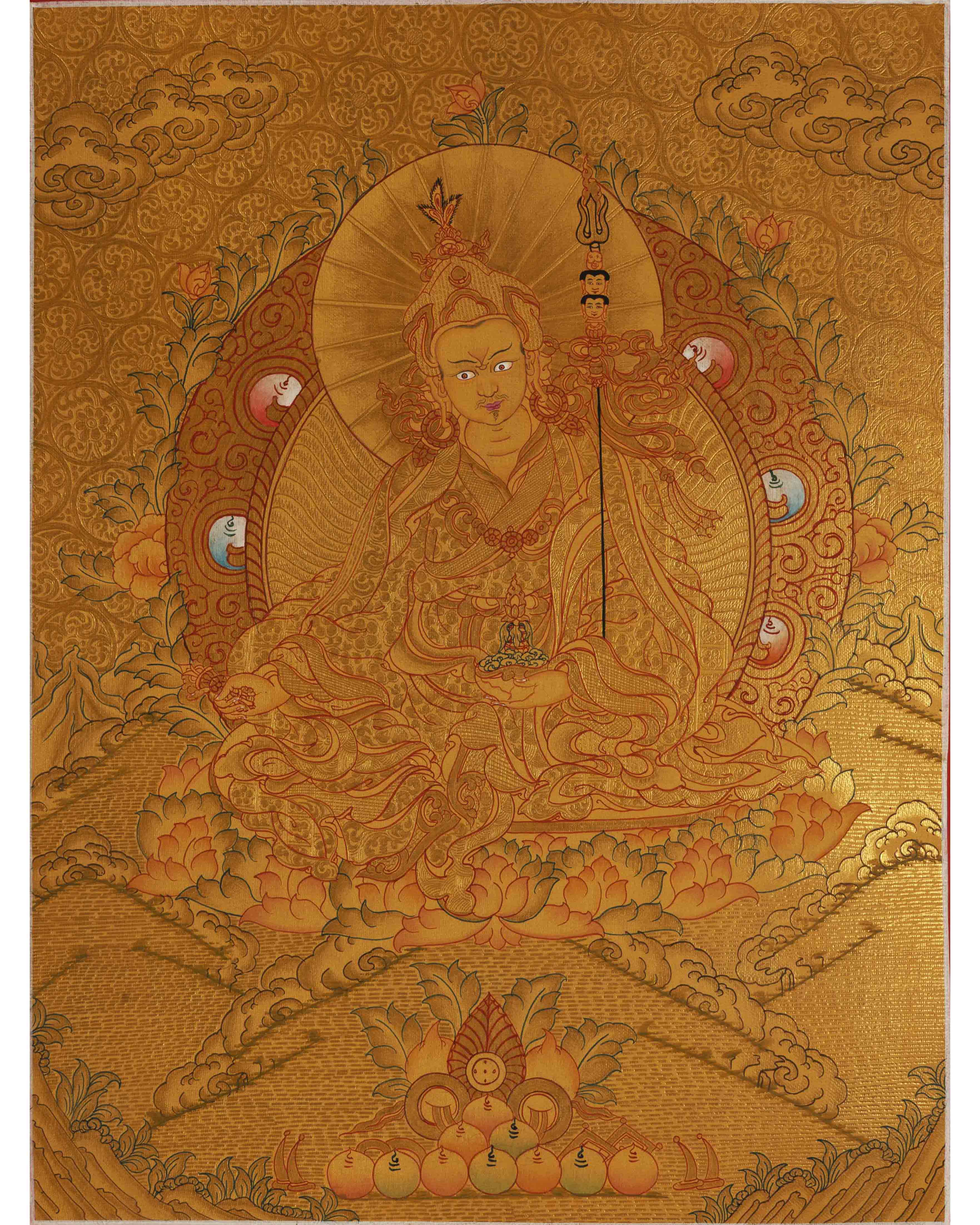 Guru Rinpoche Thangka | Wall Hanging Decor | Religious Art