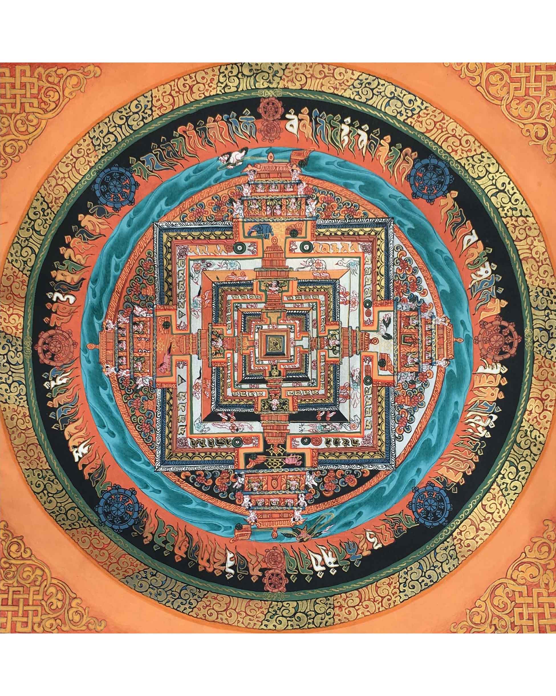 Hand Painted Kalchakra Mandala Art from Nepal | Tibetan Mandala Canvas Art