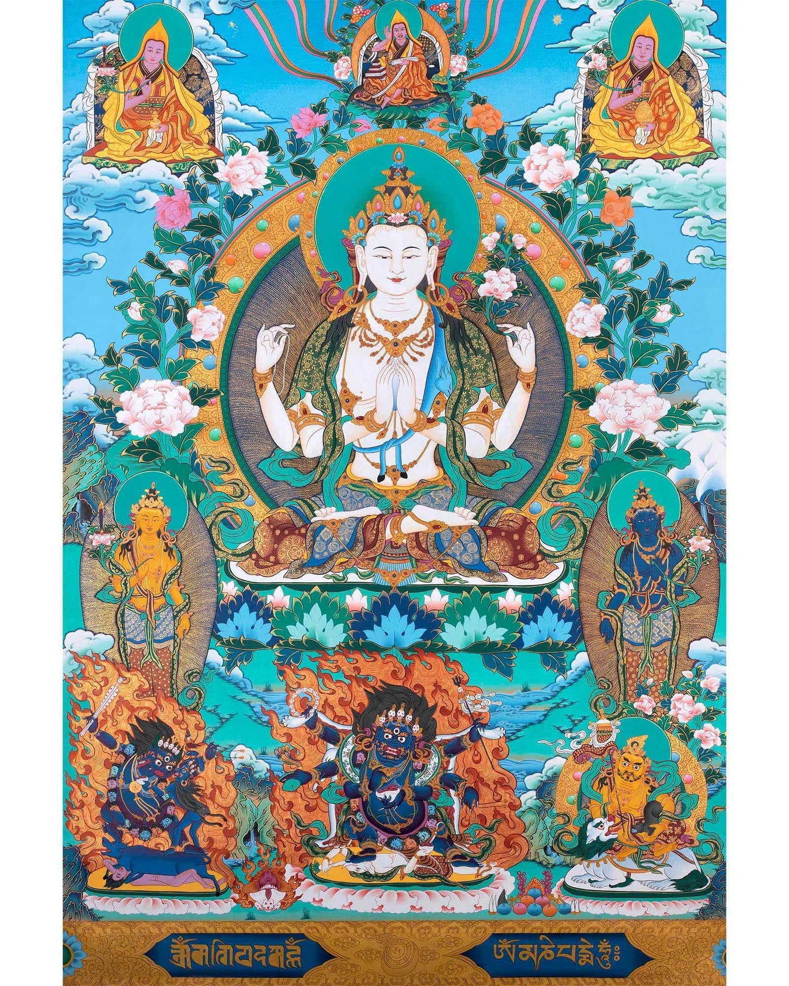 Handmade Avalokiteshvara Thangka | Hand Pained Tibetan Wall decor
