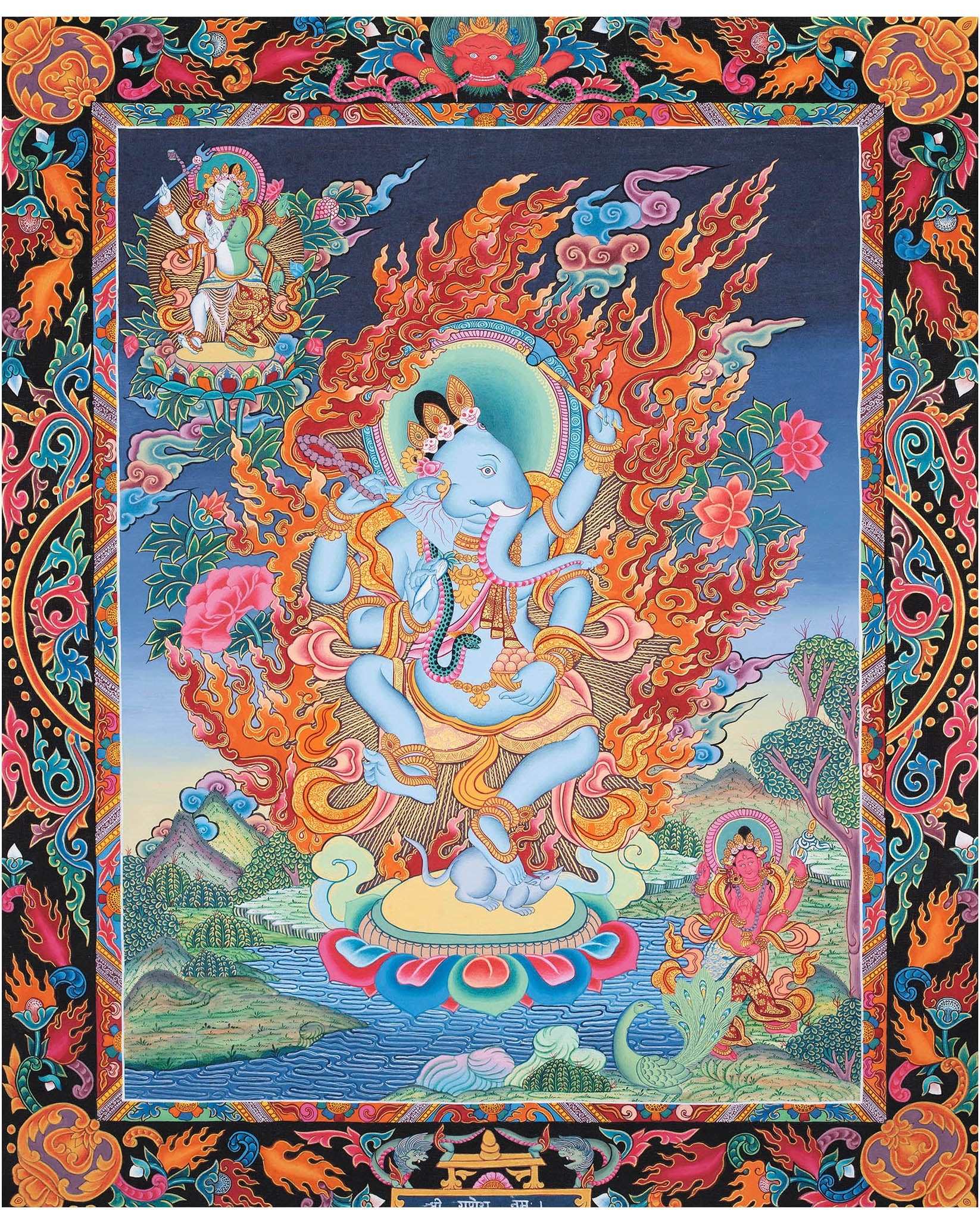 Handpainted Ganesh Thangka | Tibetan Religious Art