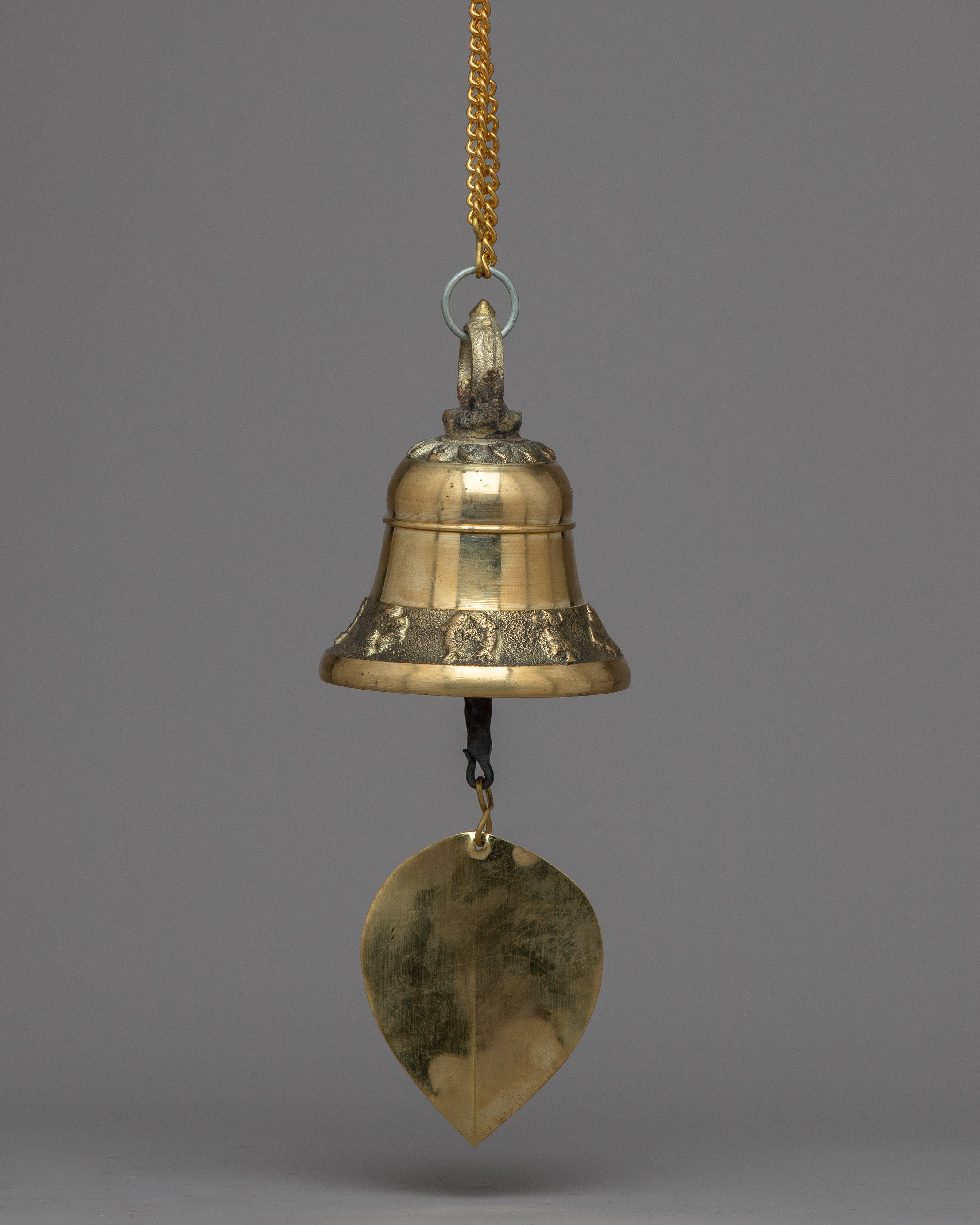 Handcrafted Brass Hanging Bell with Chain | Decorative Wind Chimes for Home Decor | Thoughtful Housewarming Gift