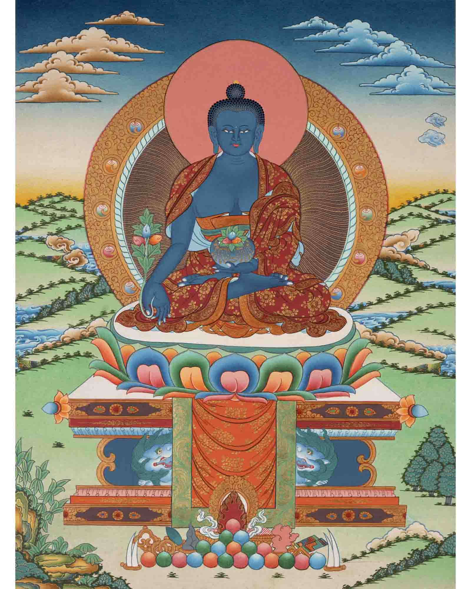 Healing Buddha | Medicine Buddha Thangka | Traditional Buddhist Art