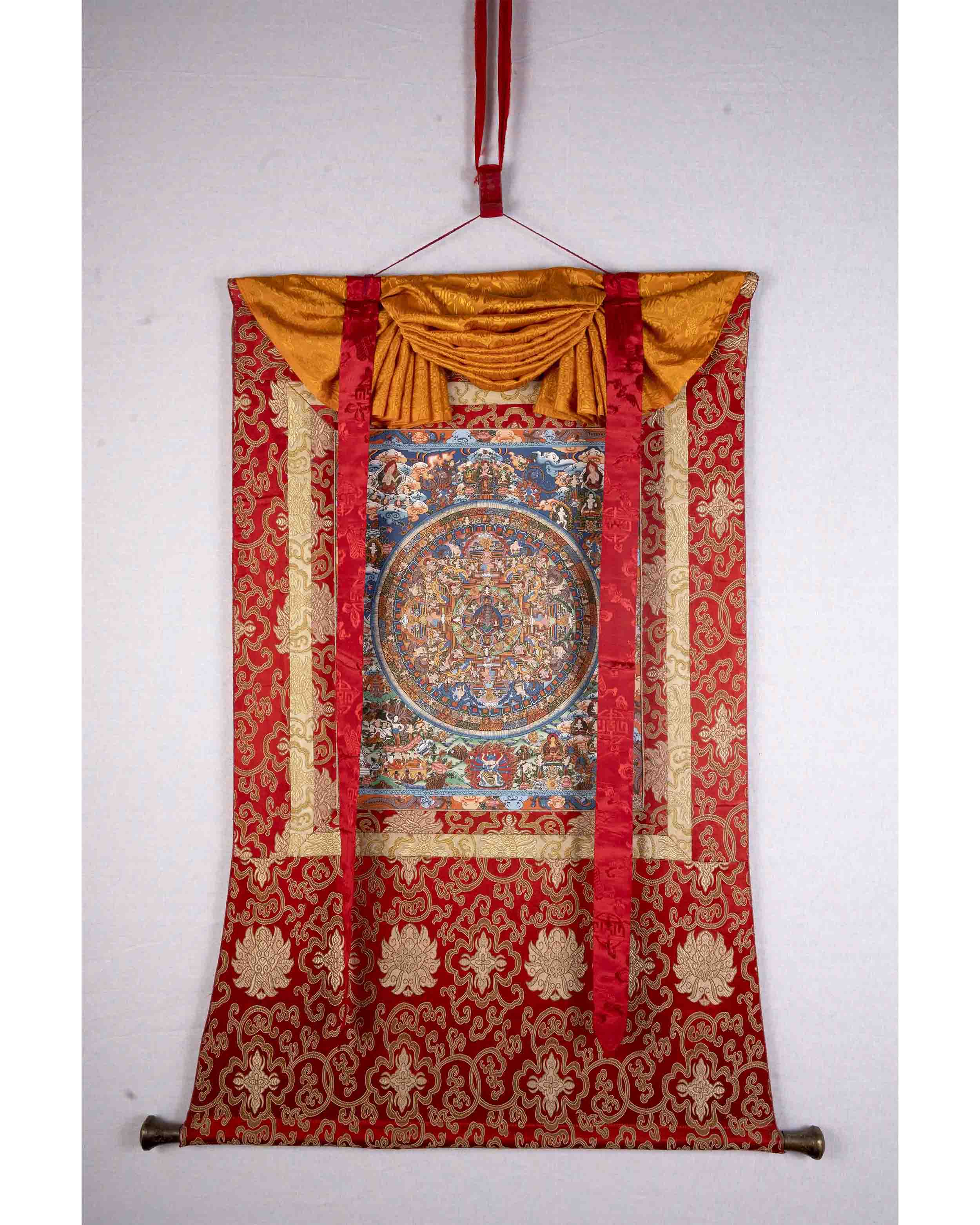 Heruka Mandala Thanka With Brocade | Wall Decor Painting