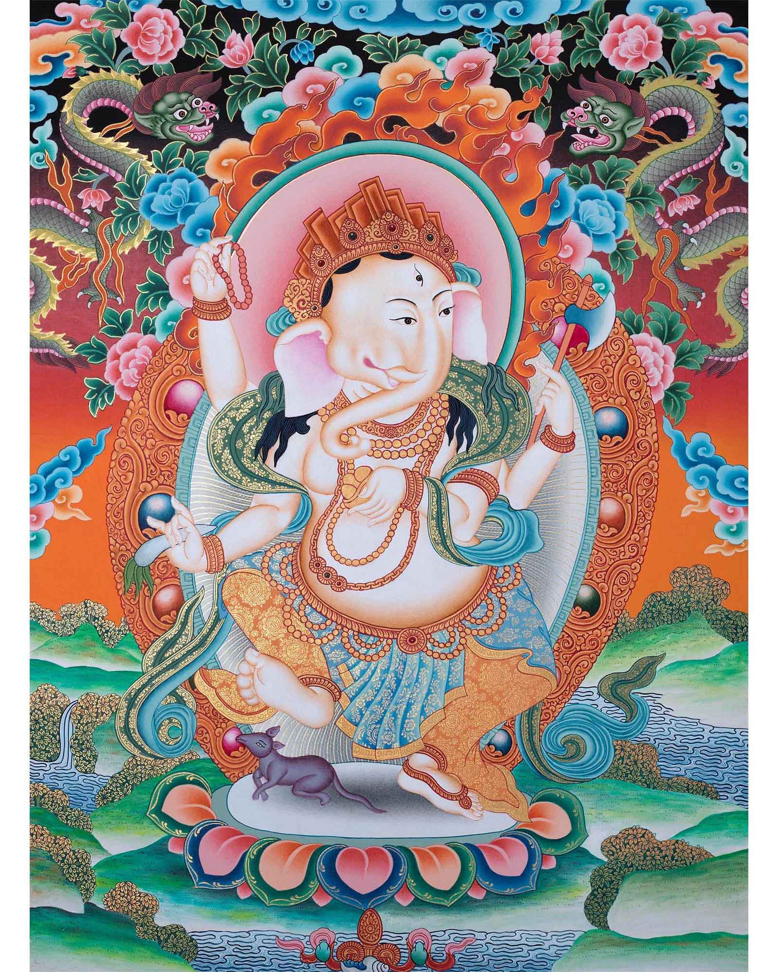 Hindu God Ganesh Thangka | Newari Thangka Art