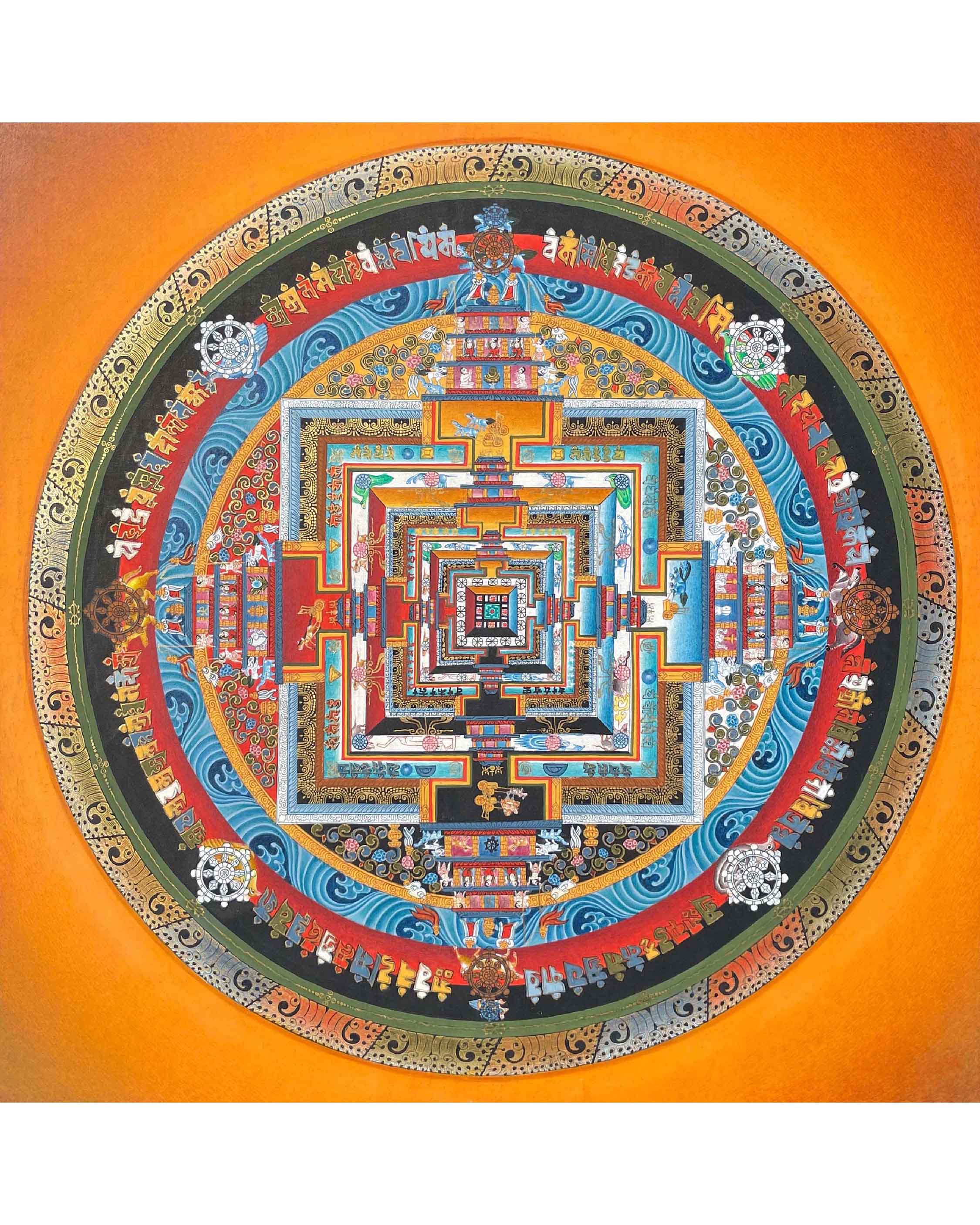 Kalachakra Buddhist Mandala Thangka | Rare Wheel Of Time Mandala for Buddhist Altar