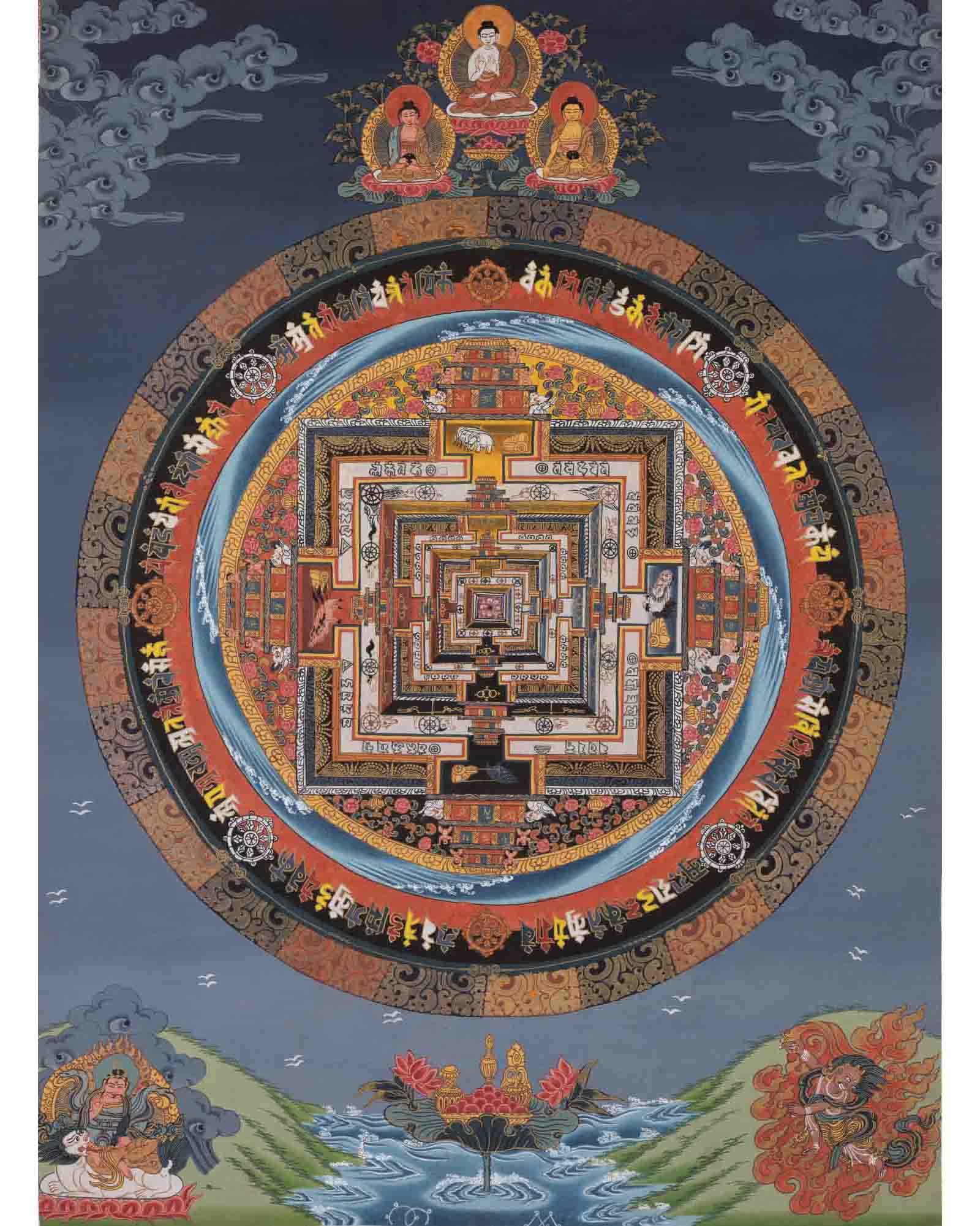 Kalachakra Mandala Thangka | Religious Buddhist Paint | Wall Decors
