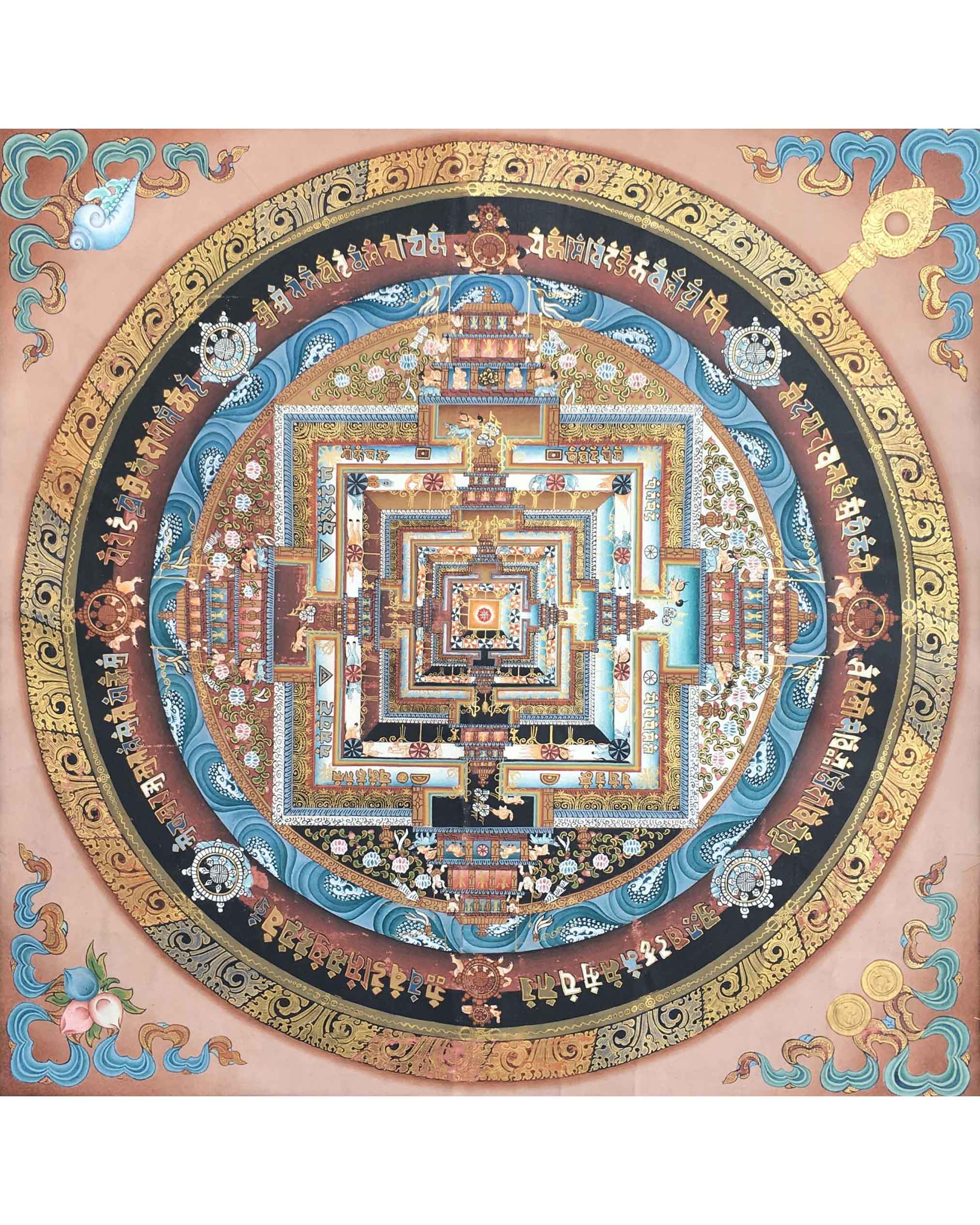 Brocade Mounted Kalachakra Mandala | Tibetan Thangka Art Nepal